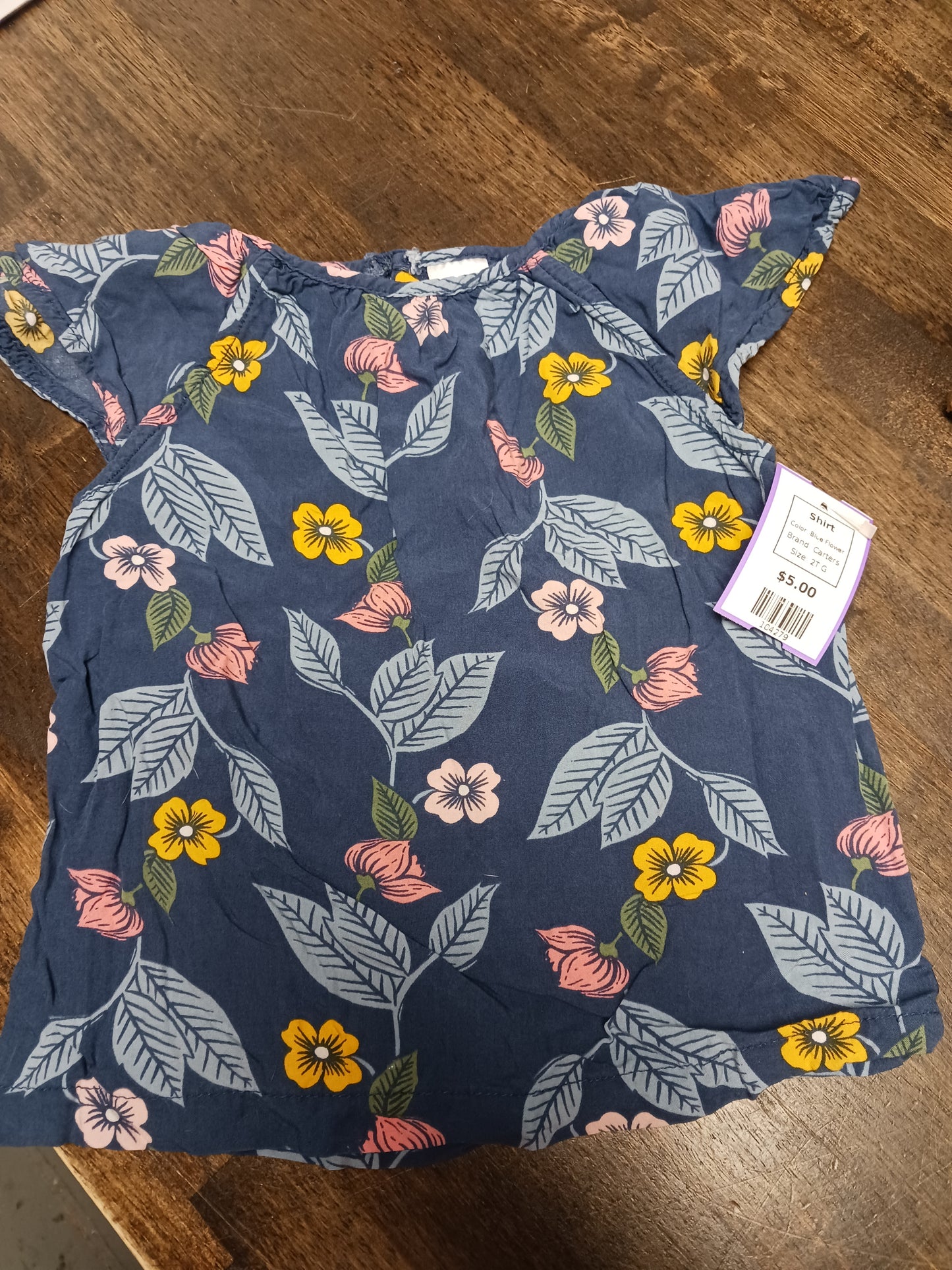 Blue Flower Carters Shirt, 2T G