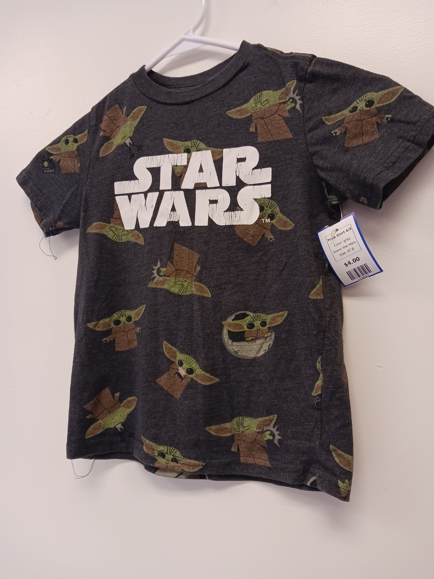 grey Star Wars Yoda Shirt 4/5, 4T B