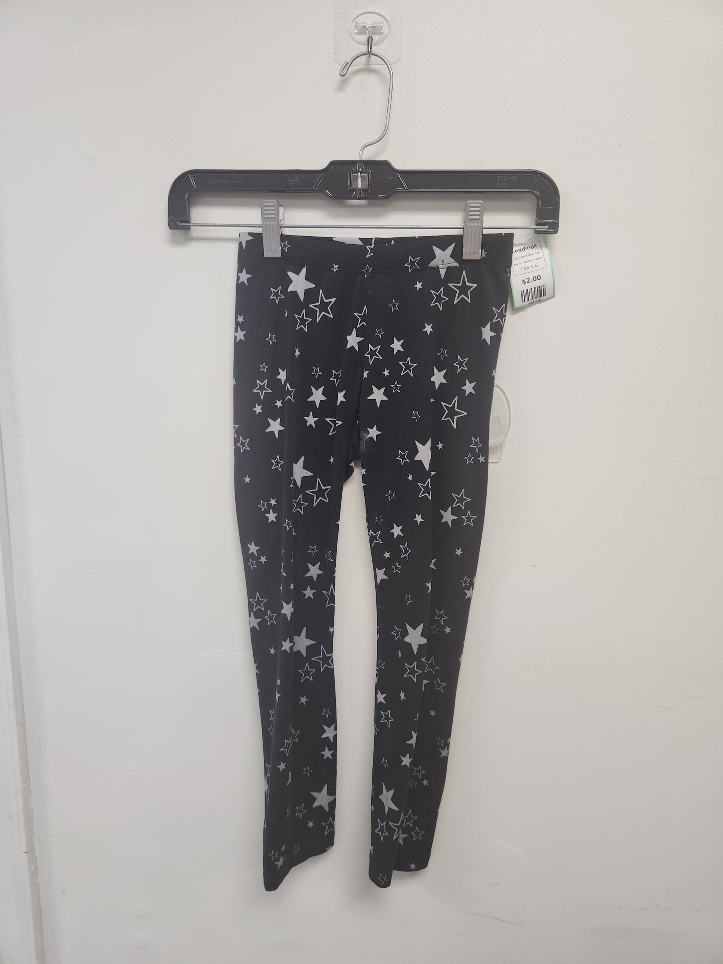 Black/Grey Star Wonder Nation Leggings, 6 G