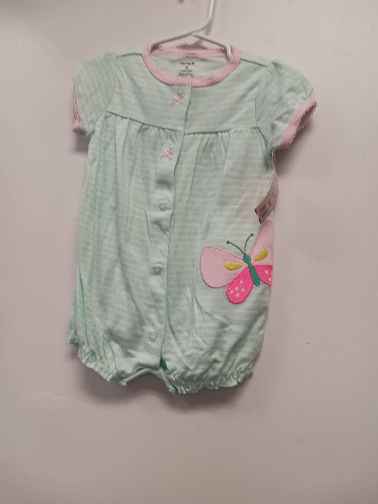 Green Carters Striped Butterfly Romper, 9M G