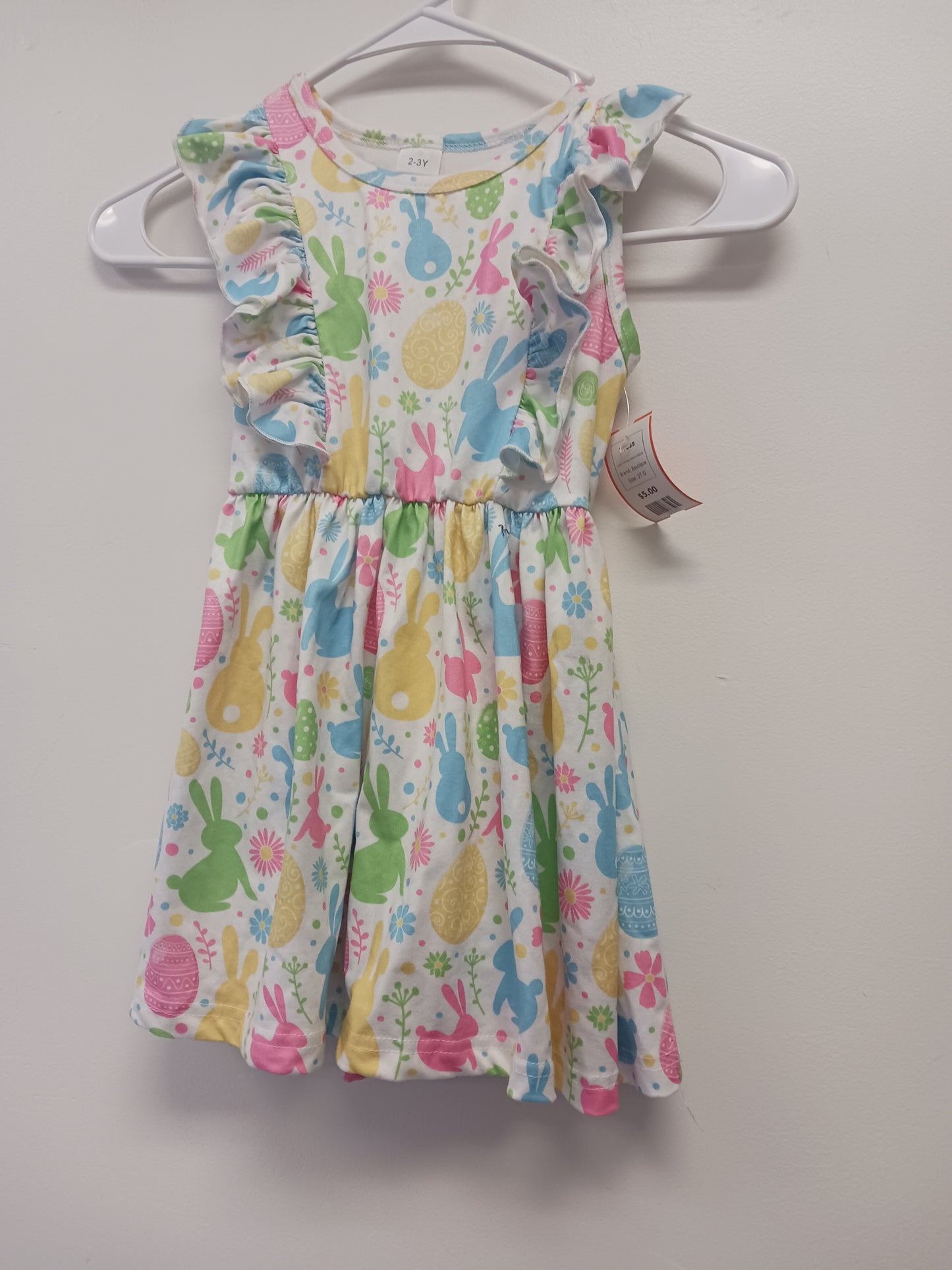 White/Colorful Easter Boutique Dress, 2T G