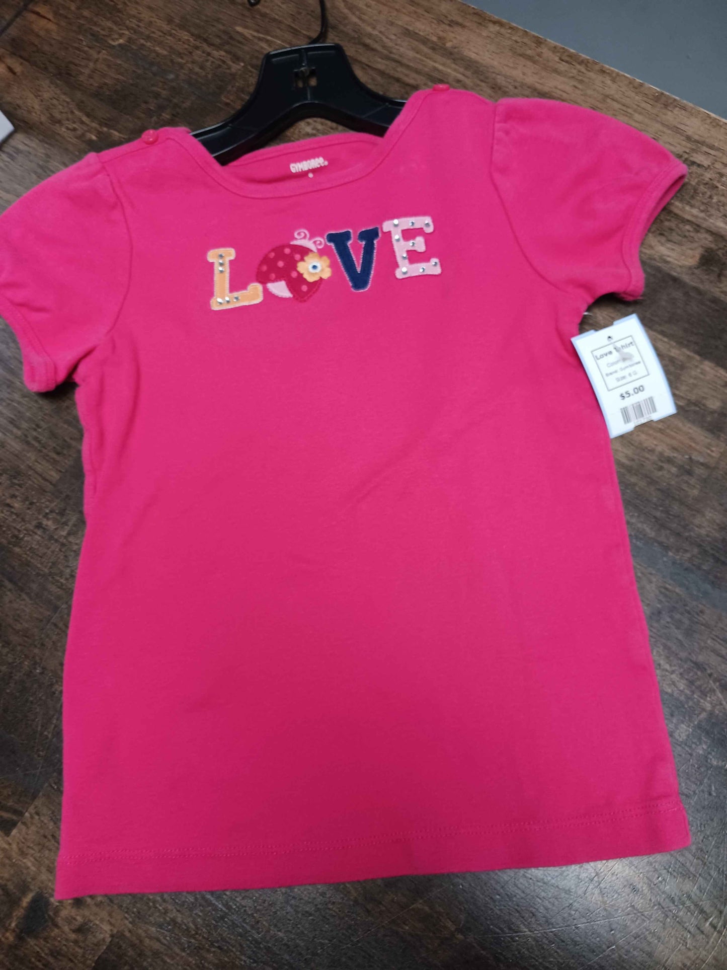 pink Gymboree Love Tshirt, 6 G