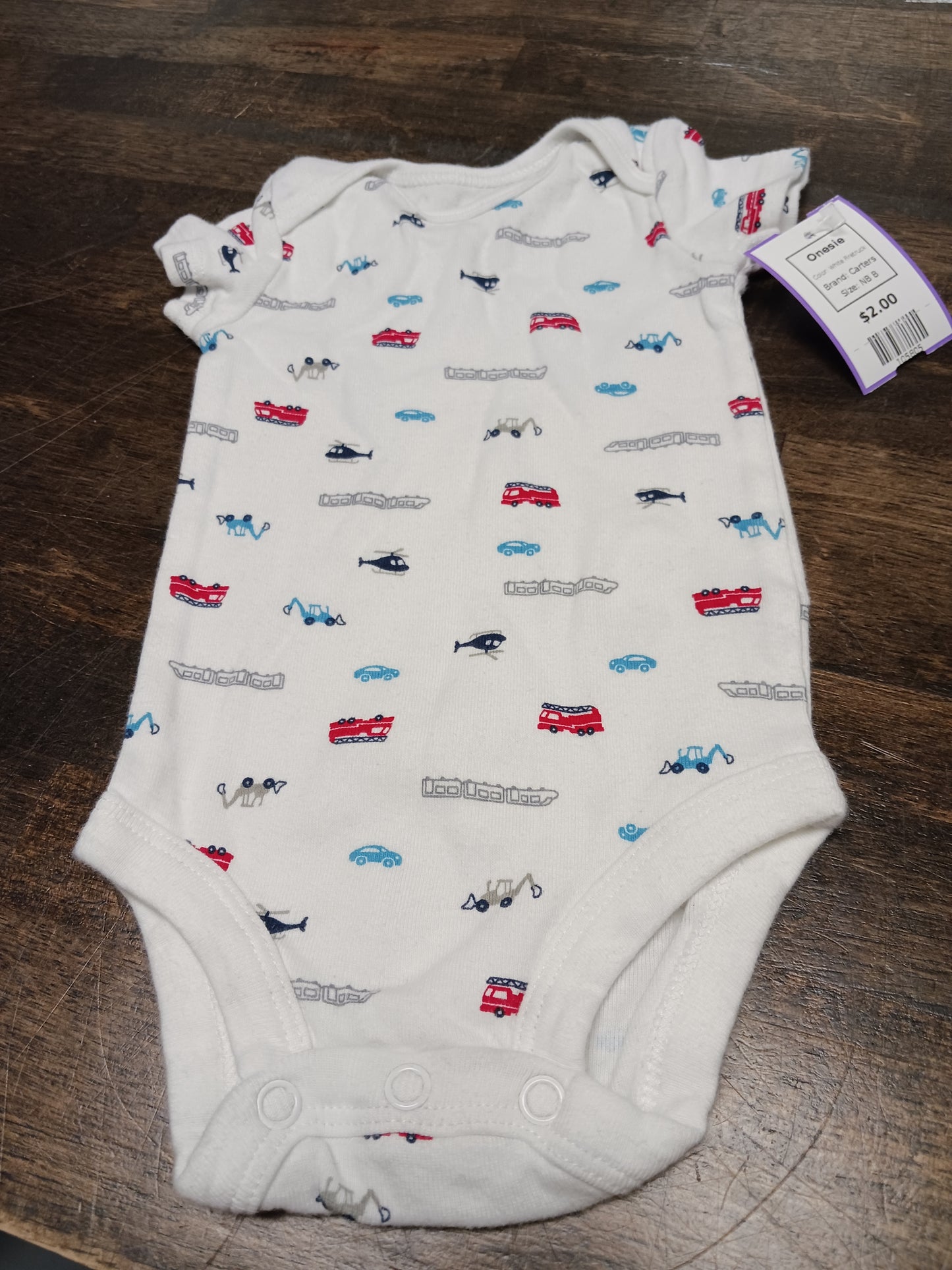 White Firetruck Carters Onesie, NB B