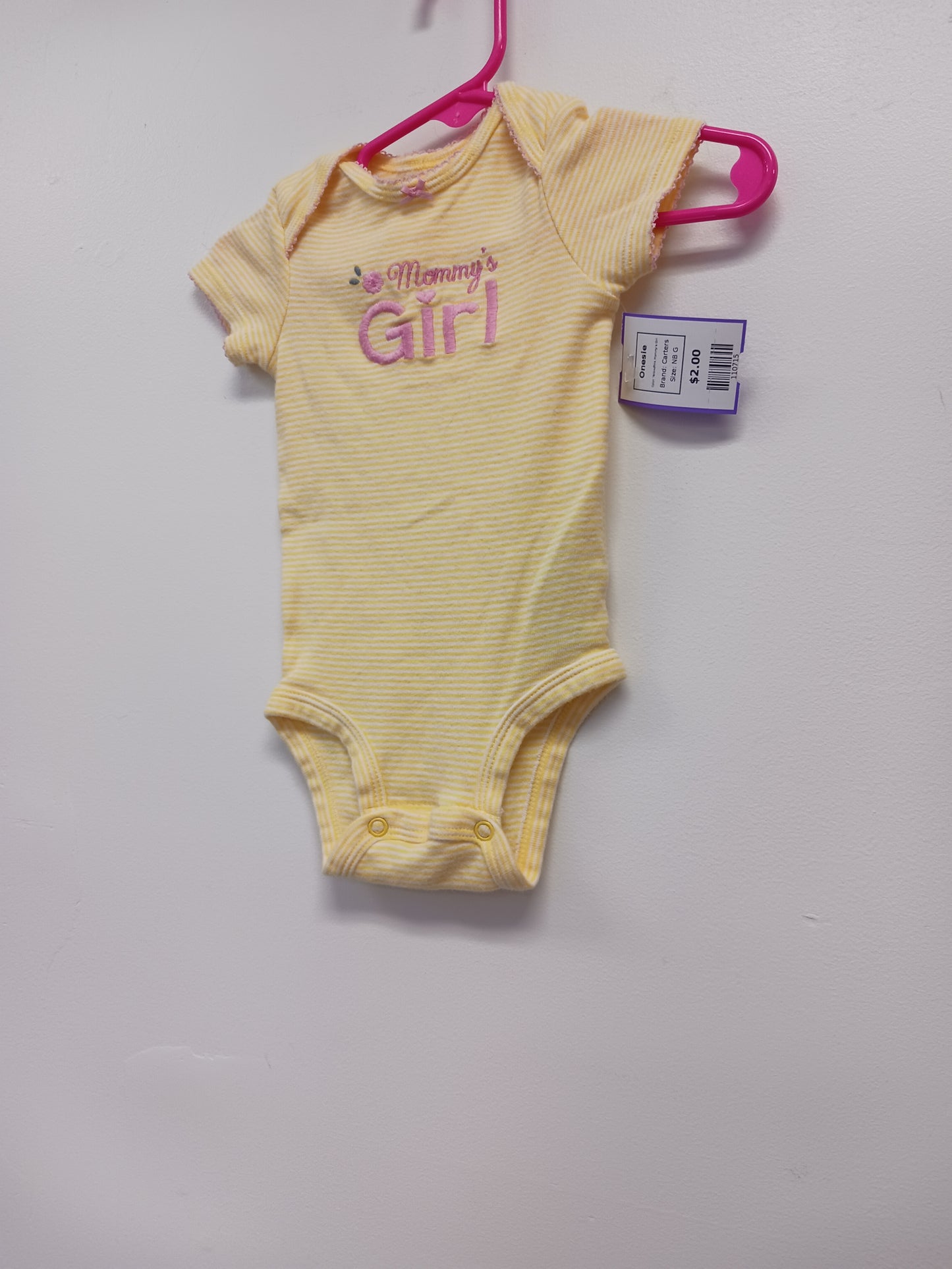 Yellow/Pink Mommy's Girl Carters Onesie, NB G