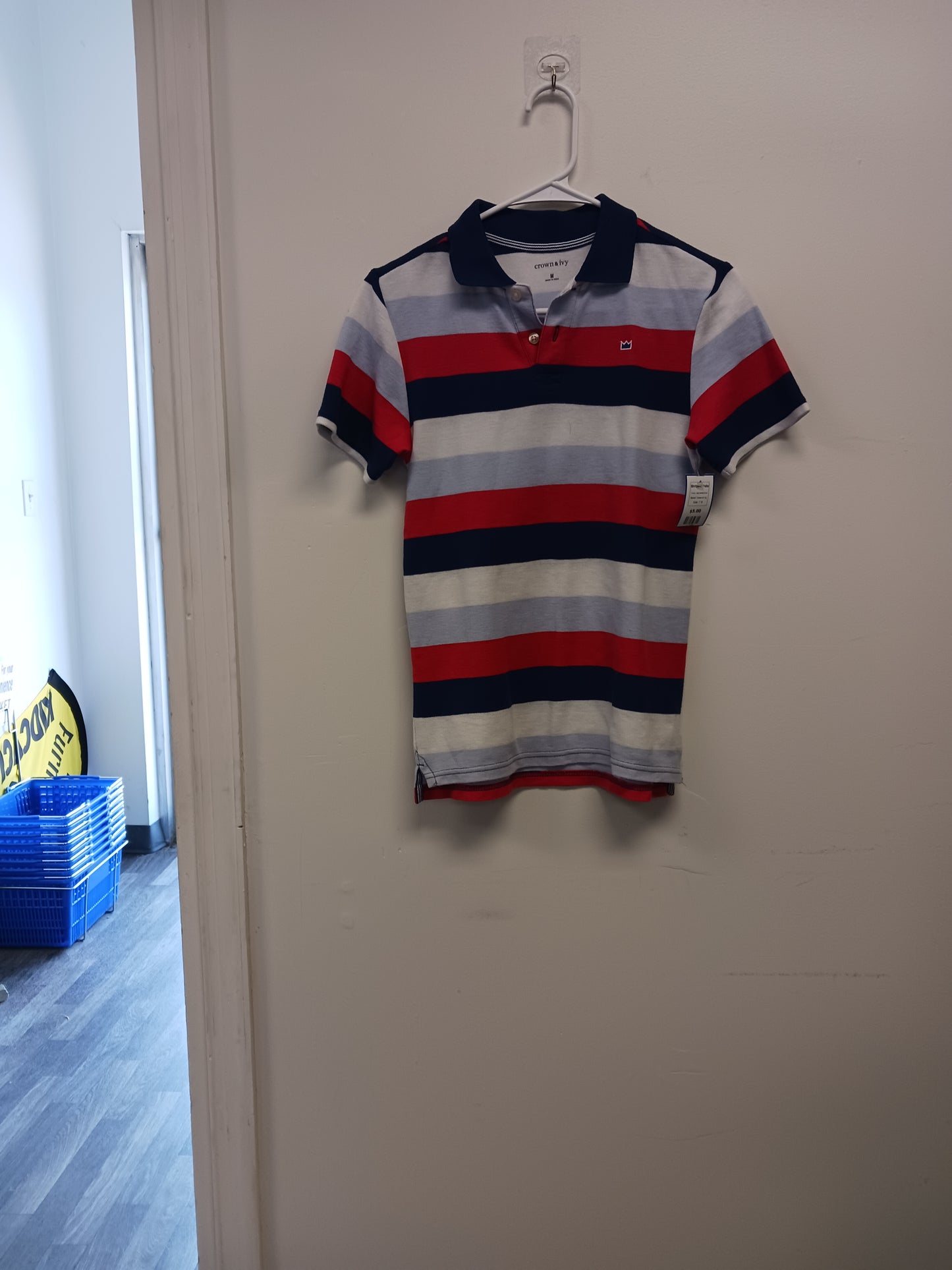 red/white/blue Crown & Ivy Striped Polo, 7 B
