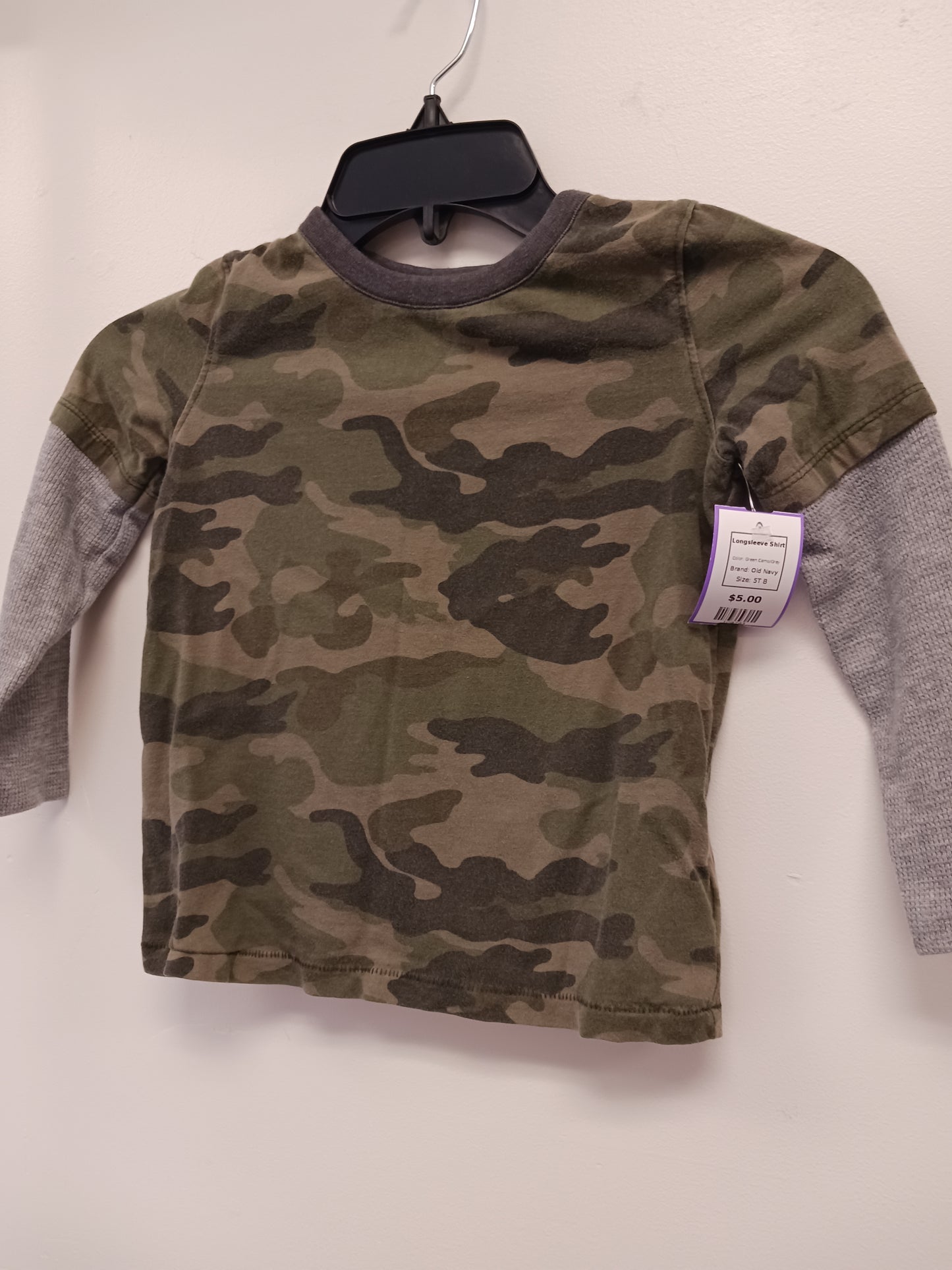 Green Camo/Grey Old Navy Longsleeve Shirt, 5T B
