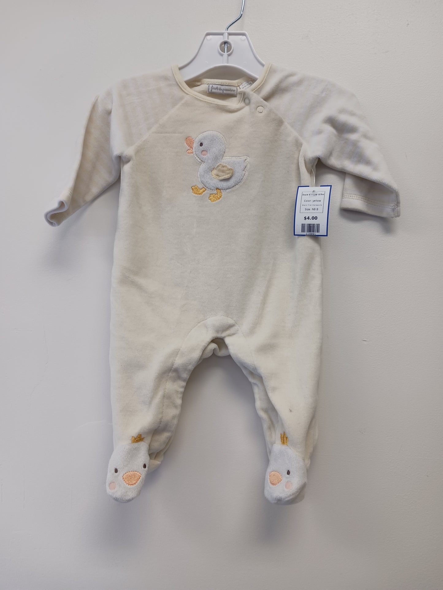 yellow First Impressions Duck Sleeper 0/3m, NB B