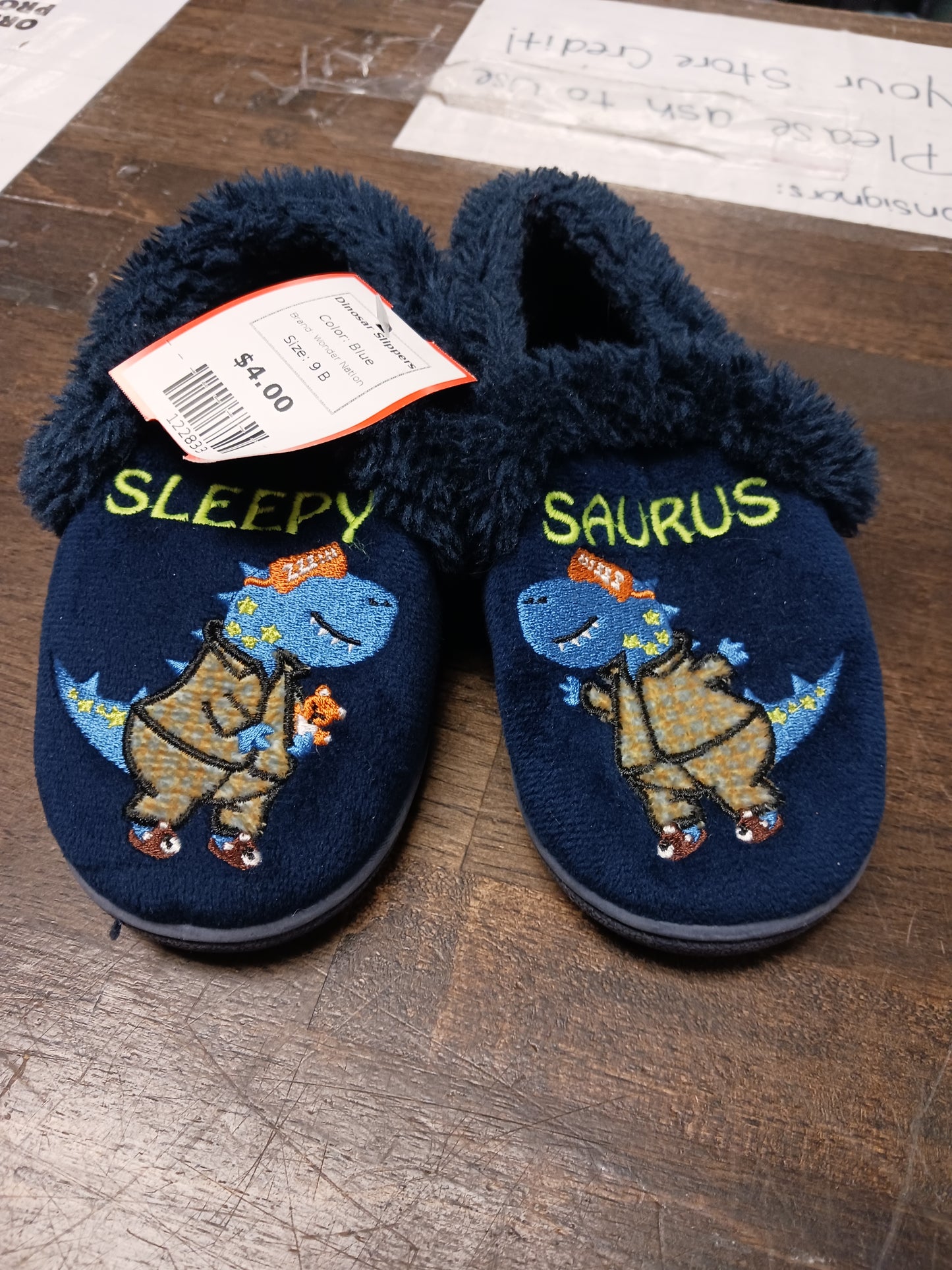 Blue Wonder Nation Dinosar Slippers, 9 B