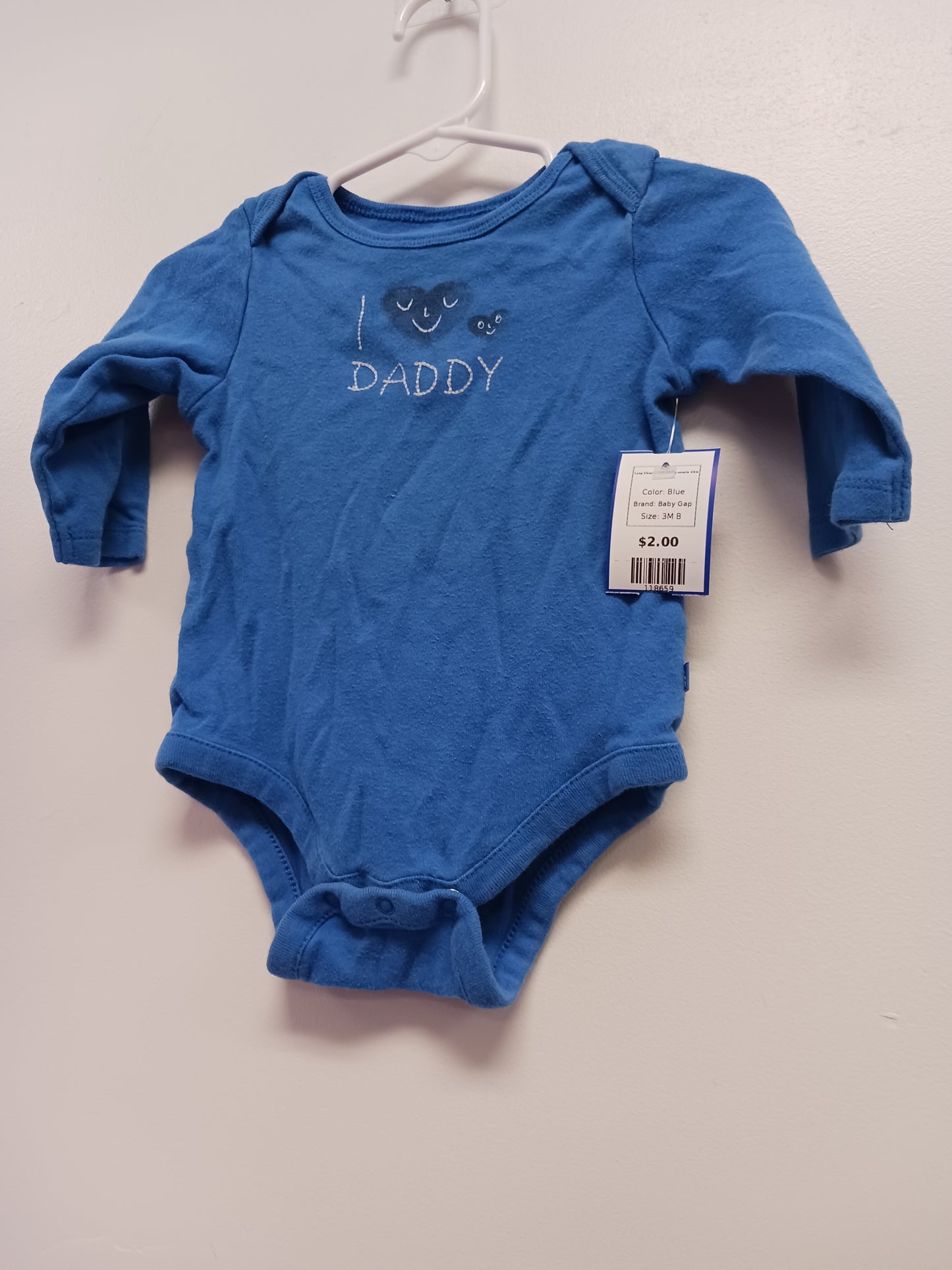 Blue Baby Gap Long Sleeve I love daddy onesie 3/6m, 3M B
