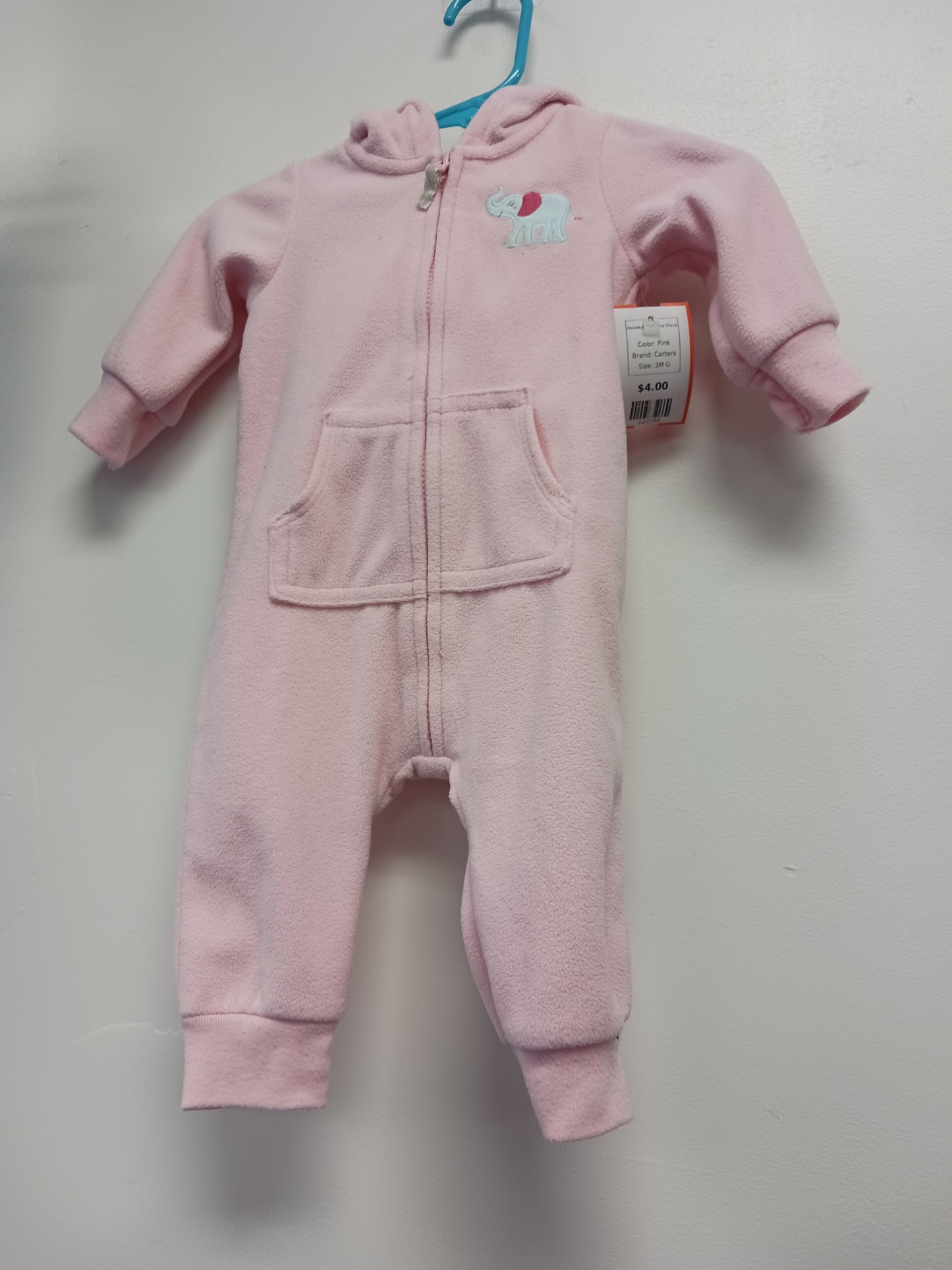Pink Carters Hooded Pant One Piece, 3M G