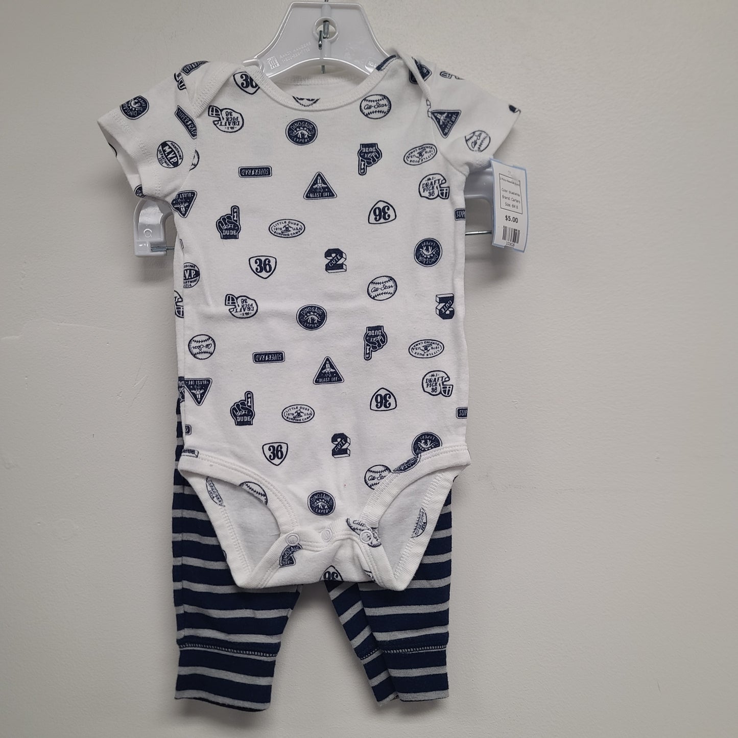 blue/white Carters 2 Piece Baseball Outfit, 6M B