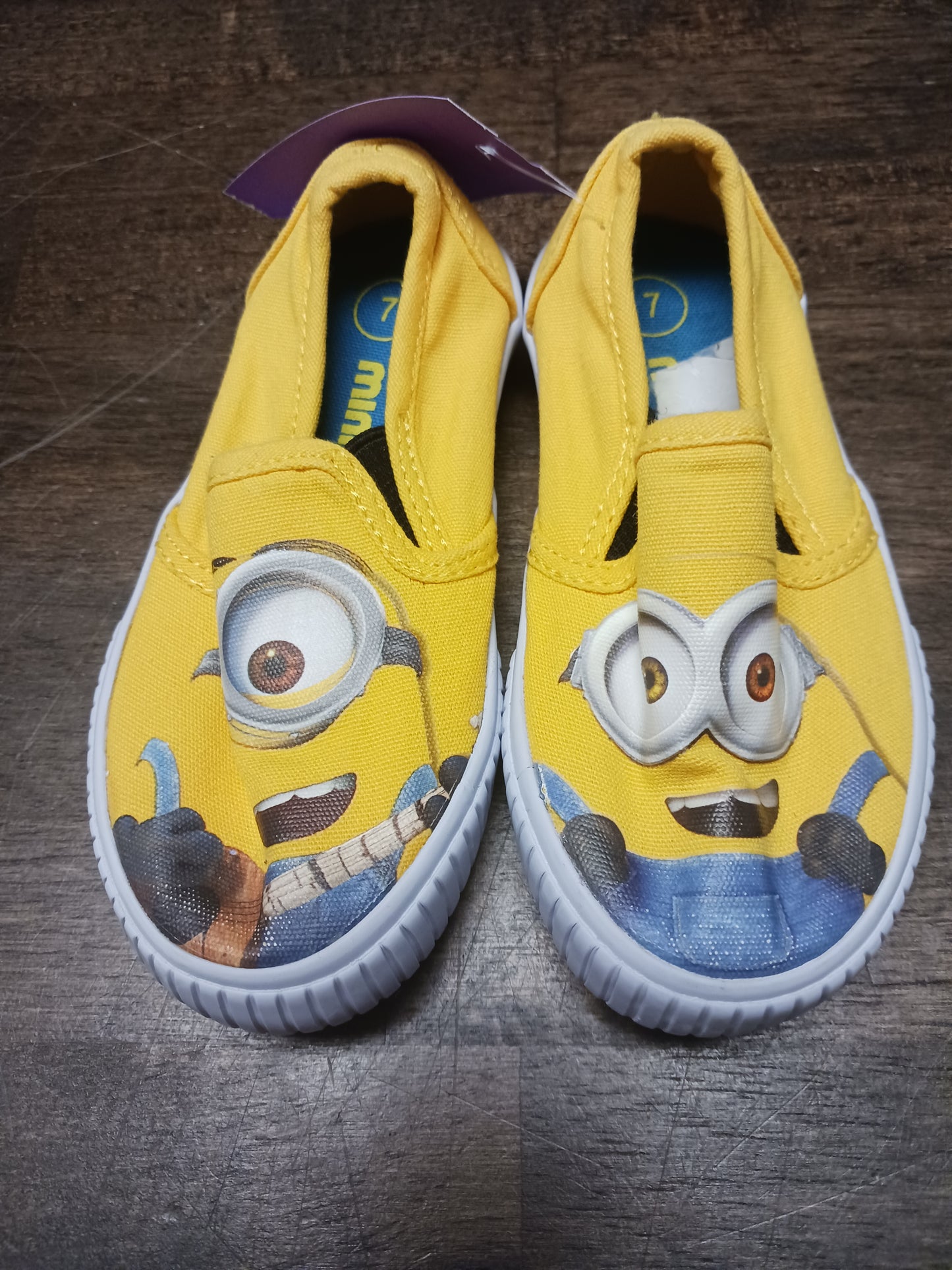 yellow Minnion Slip Ons, 7 B