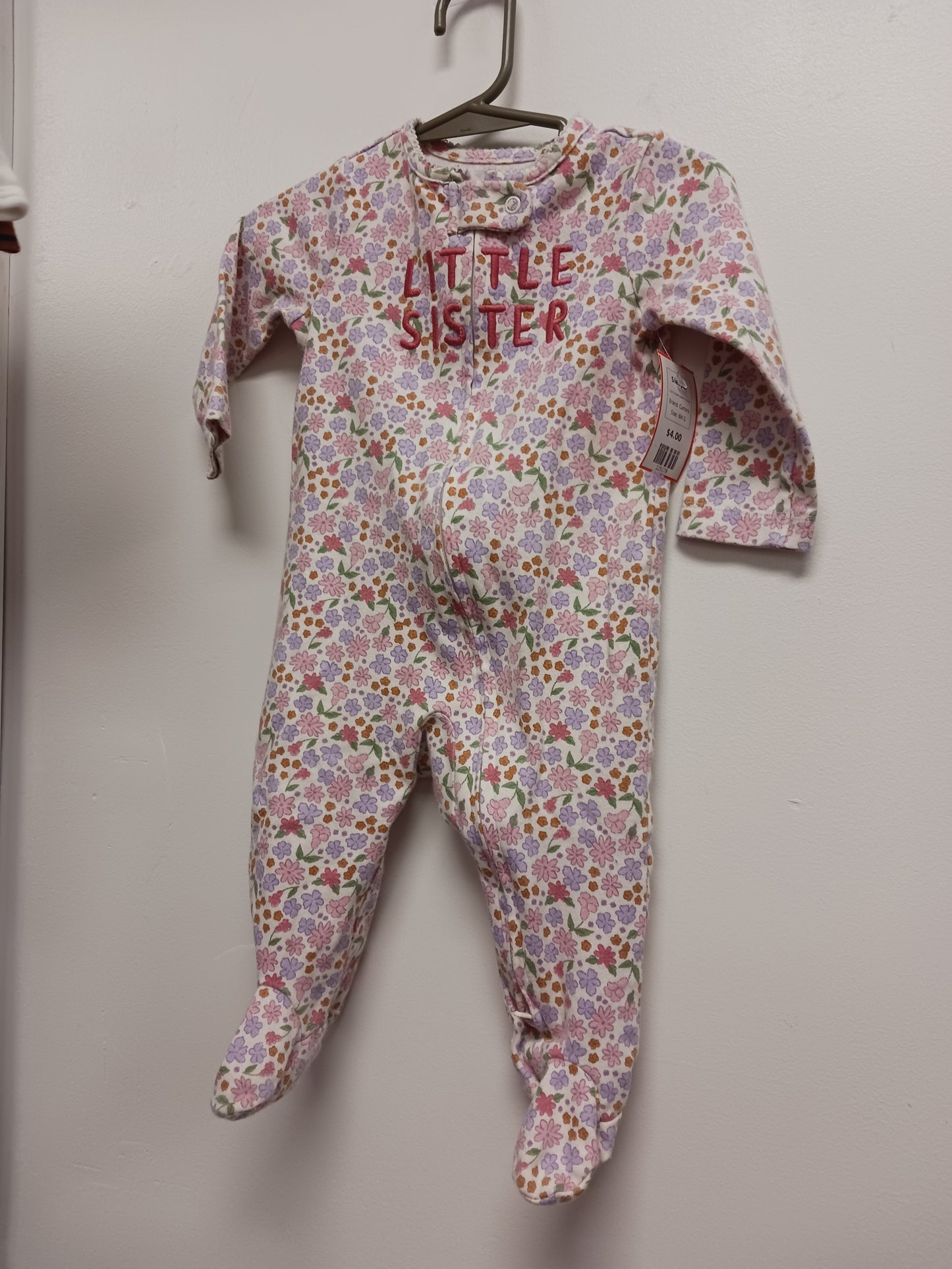 White/Purple/Pink Flowers Carters Sleeper, 6M G