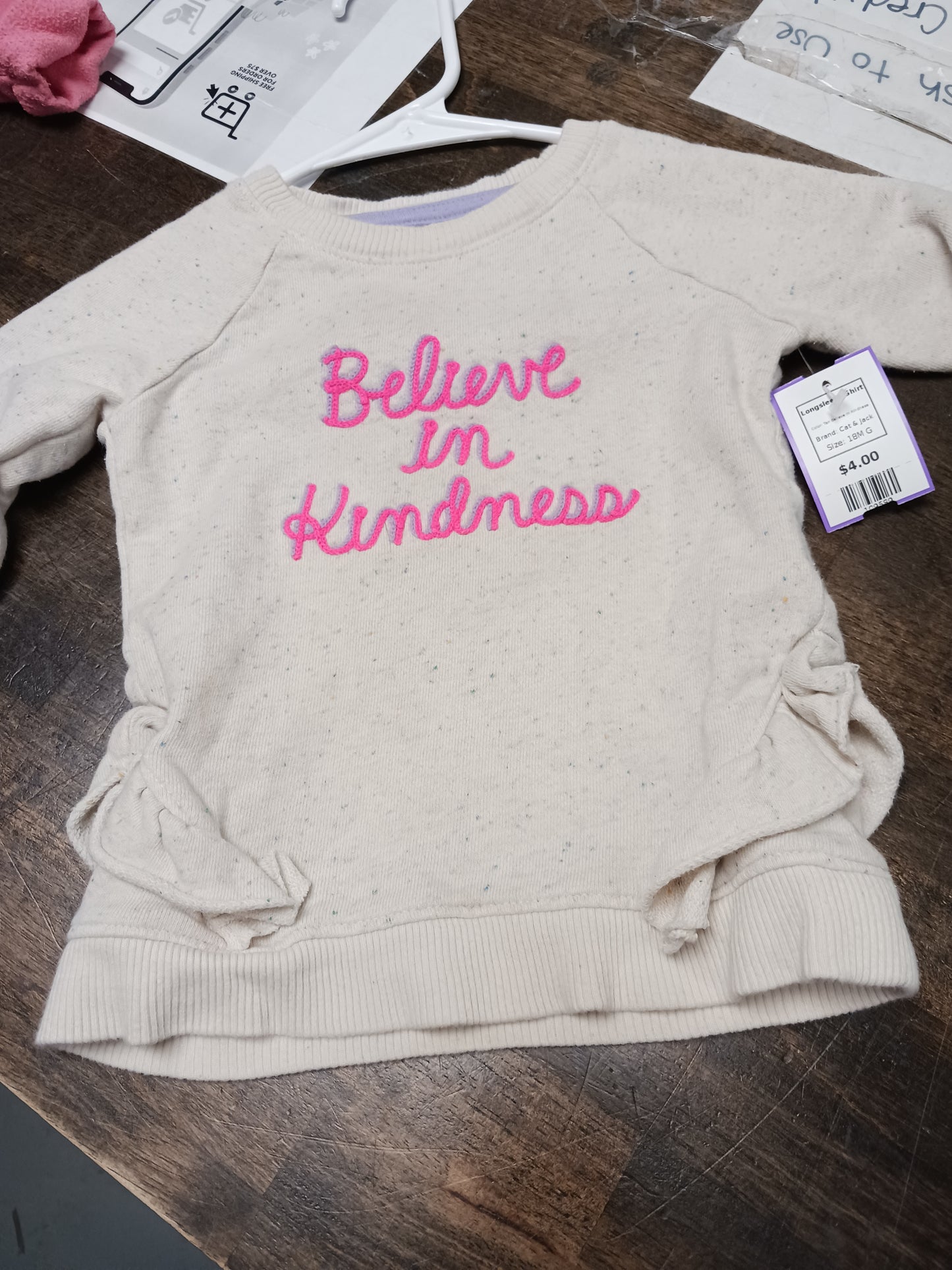 Tan Believe In Kindness Cat & Jack Longsleeve Shirt, 18M G