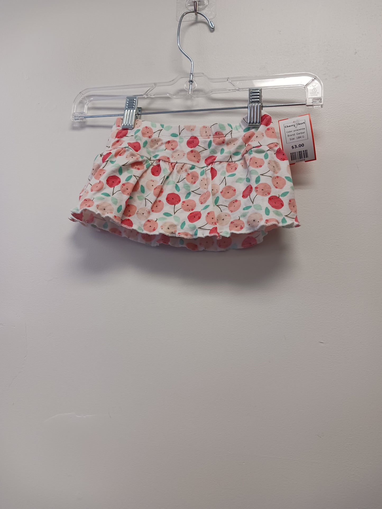 pink/white Gerber Cherry Skort, 18M G