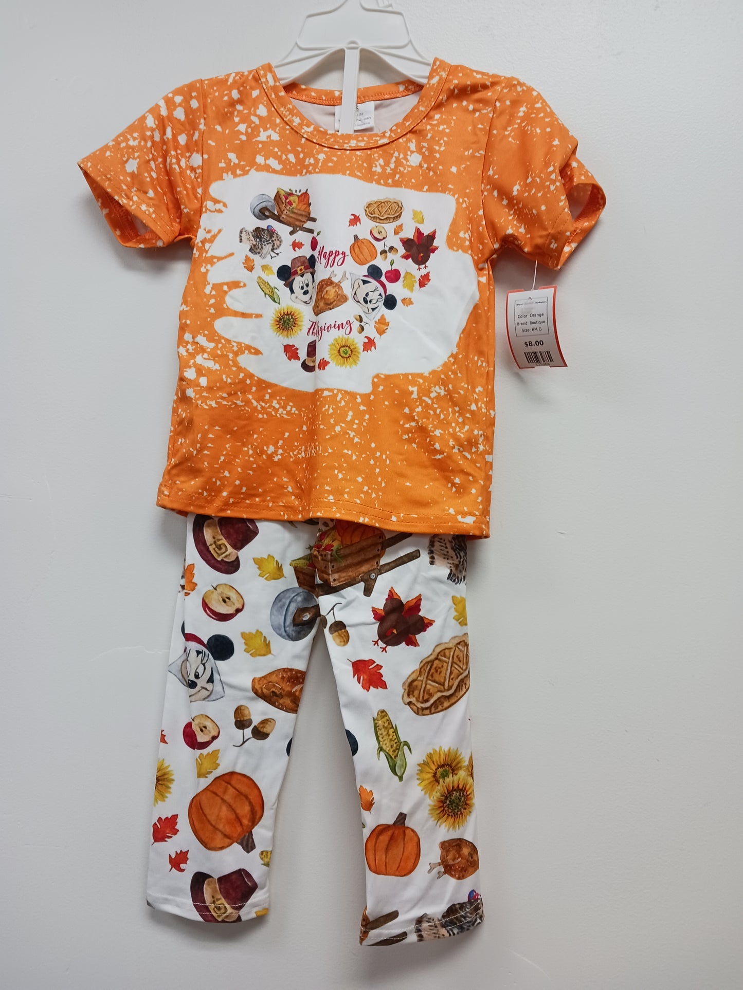Orange Boutique 2 Piece Mickey/Minnie Thanksgiving, 6M G