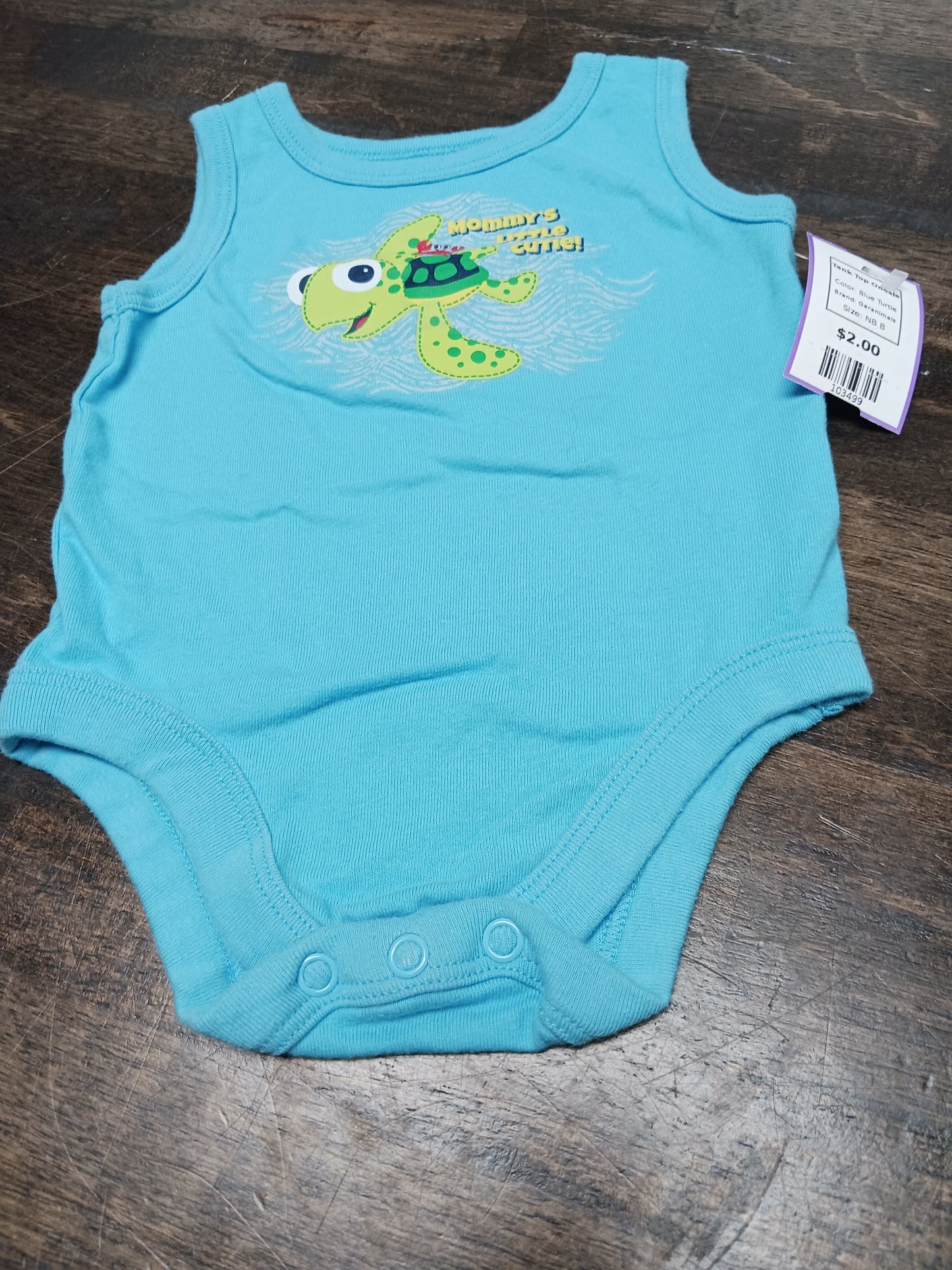 Blue Turtle Garanimals Tank Top Onesie, NB B