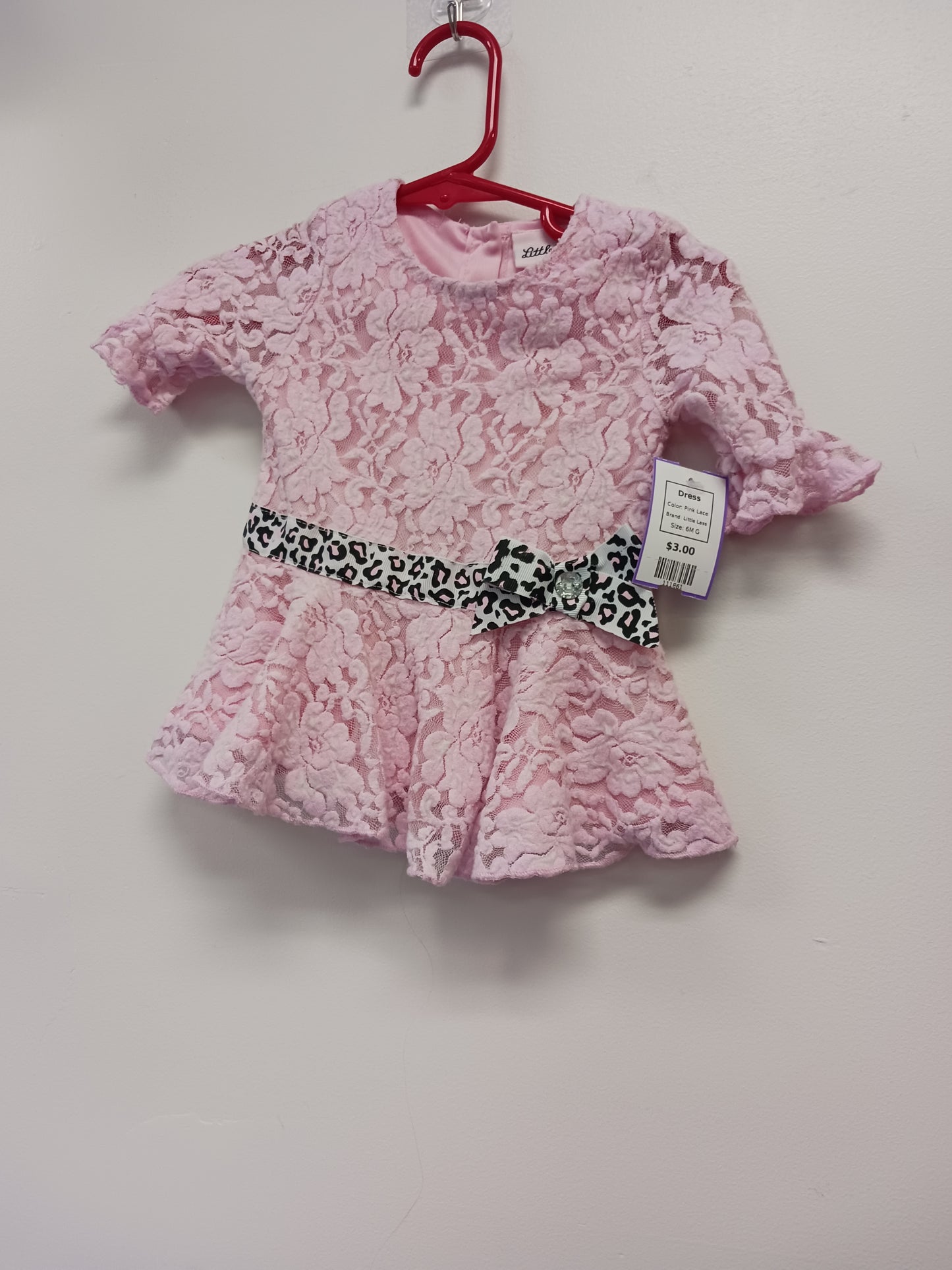 Pink Lace Little Lass Dress, 6M G