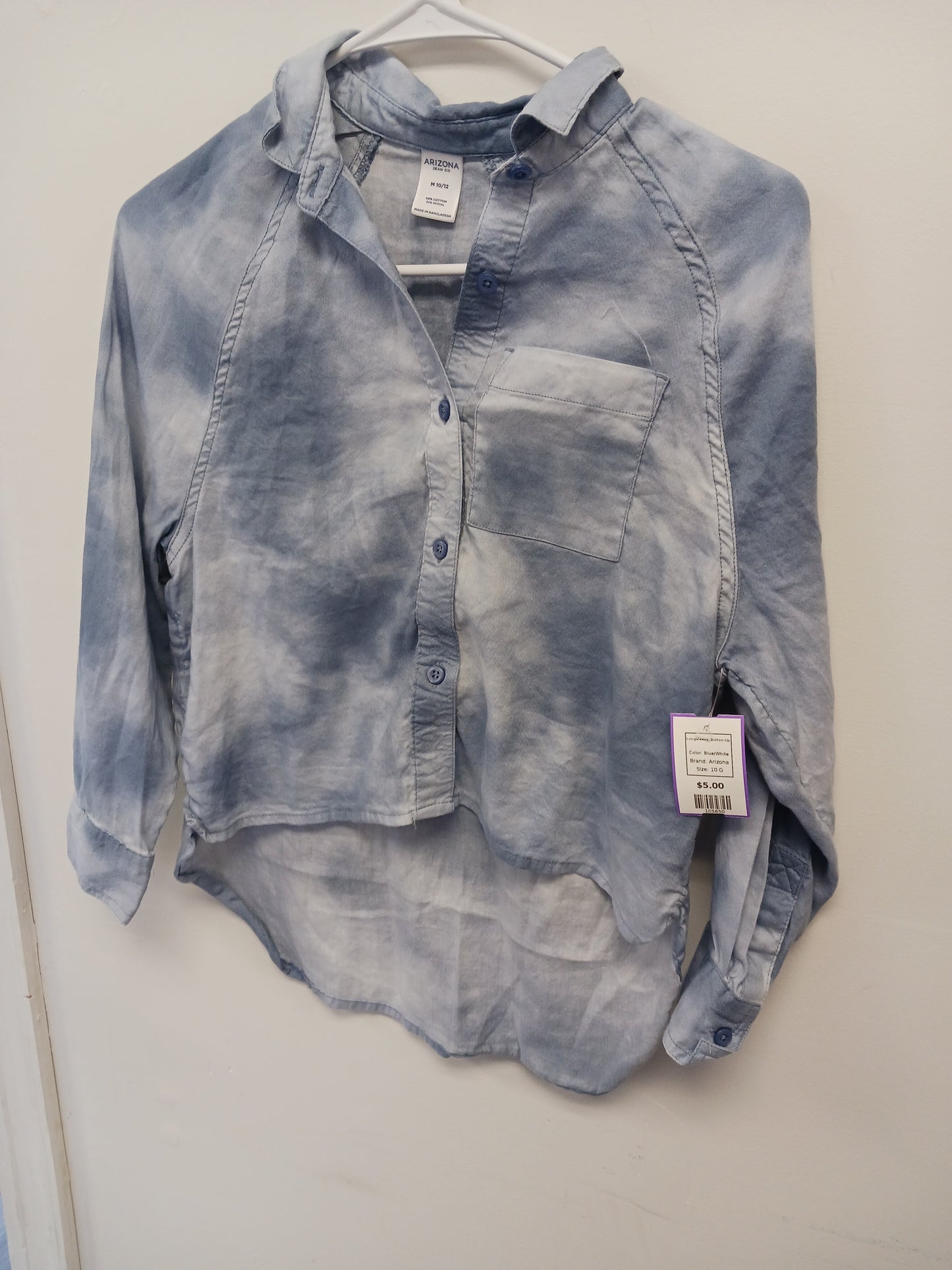 Blue/White Arizona Longsleeve Button Up, 10 G
