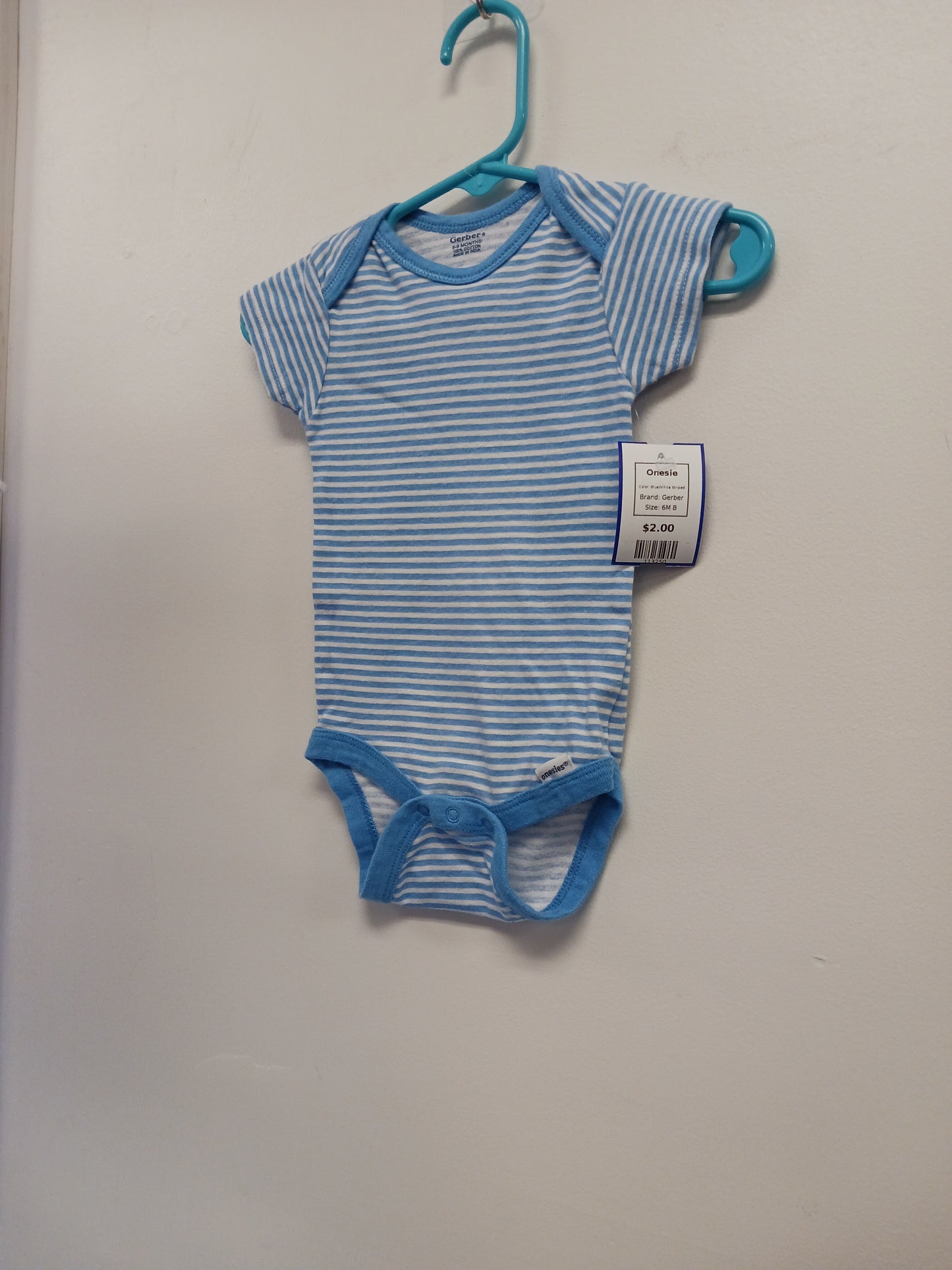 Blue/White Striped Gerber Onesie, 6M B