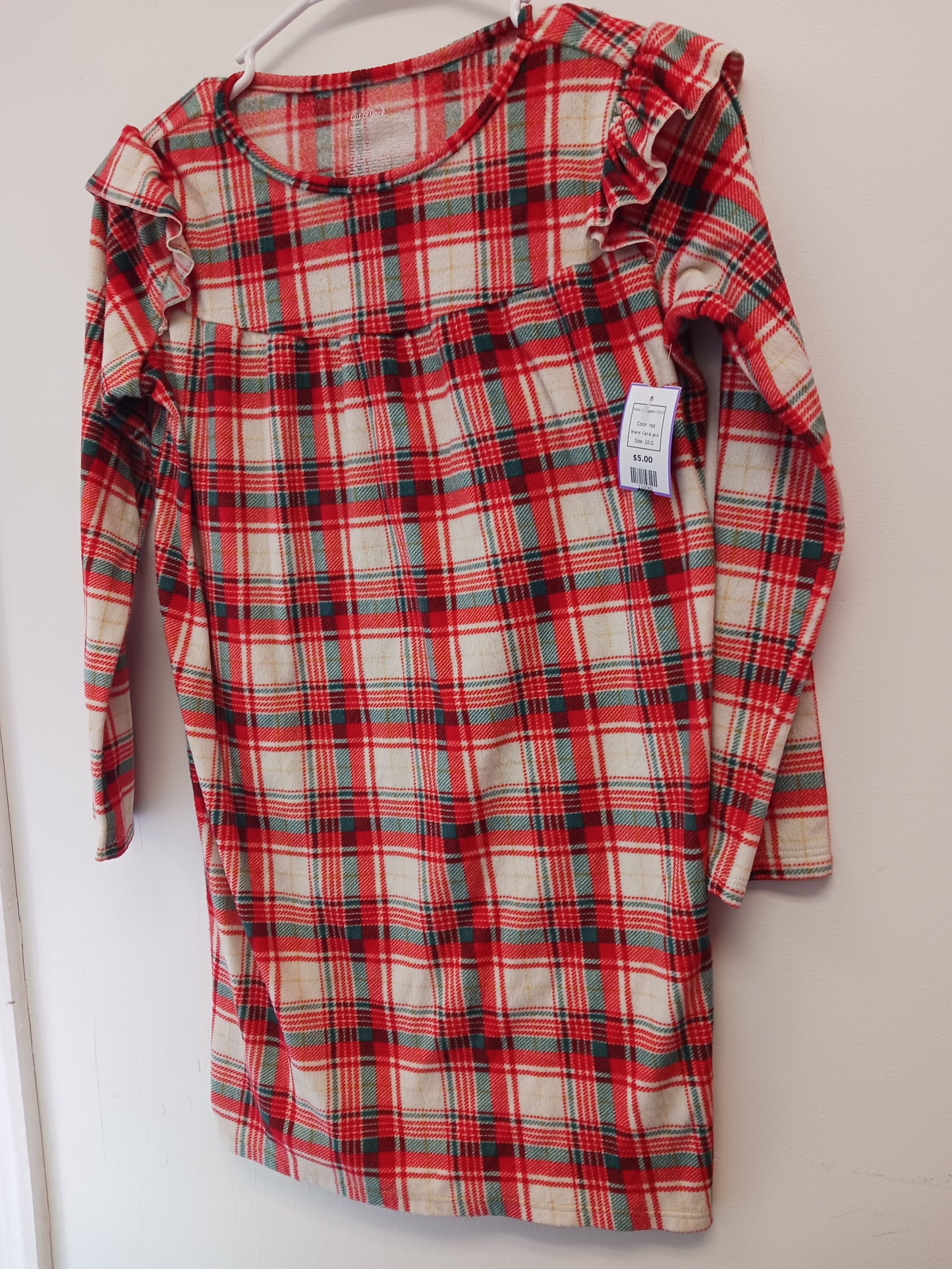 red Cat & Jack Plaid Nightgown 10/12, 10 G