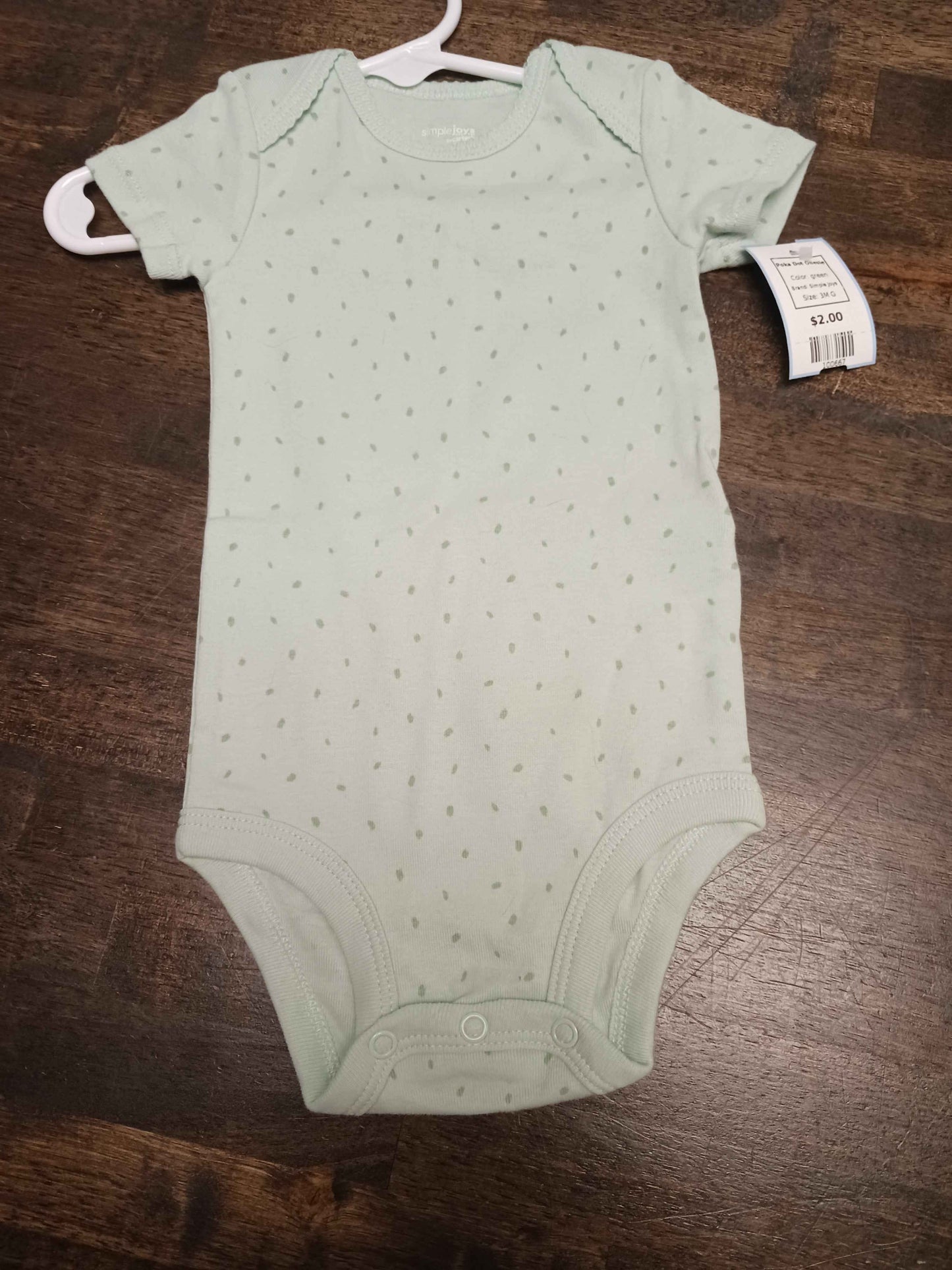 green Simple Joys Poka Dot Onesie, 3M G