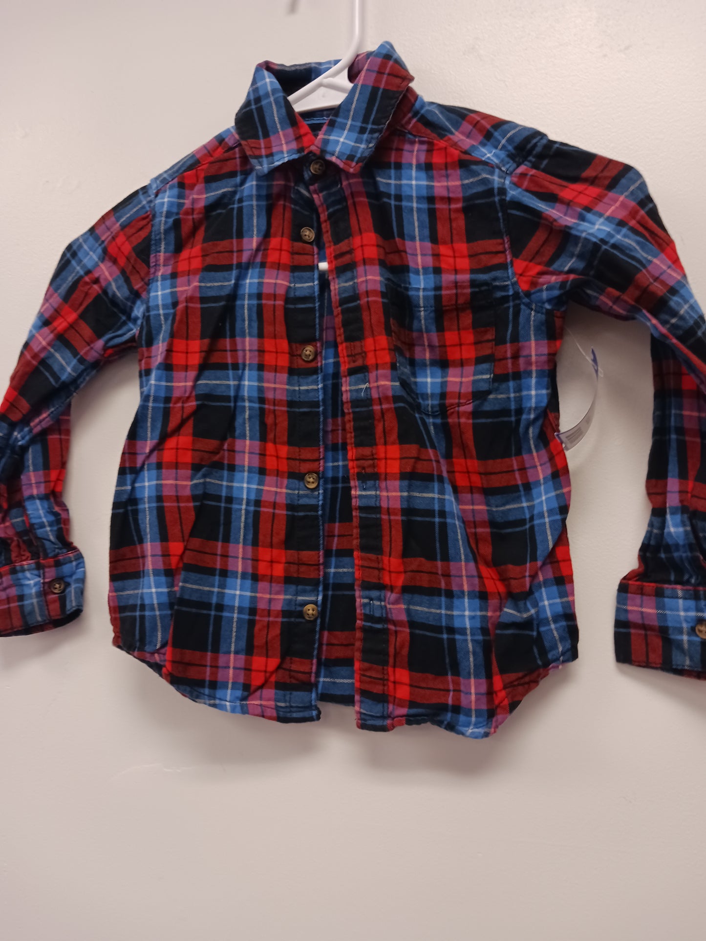 red/blue Carters Long Sleeve Plaid Button Down Shirt, 4T B