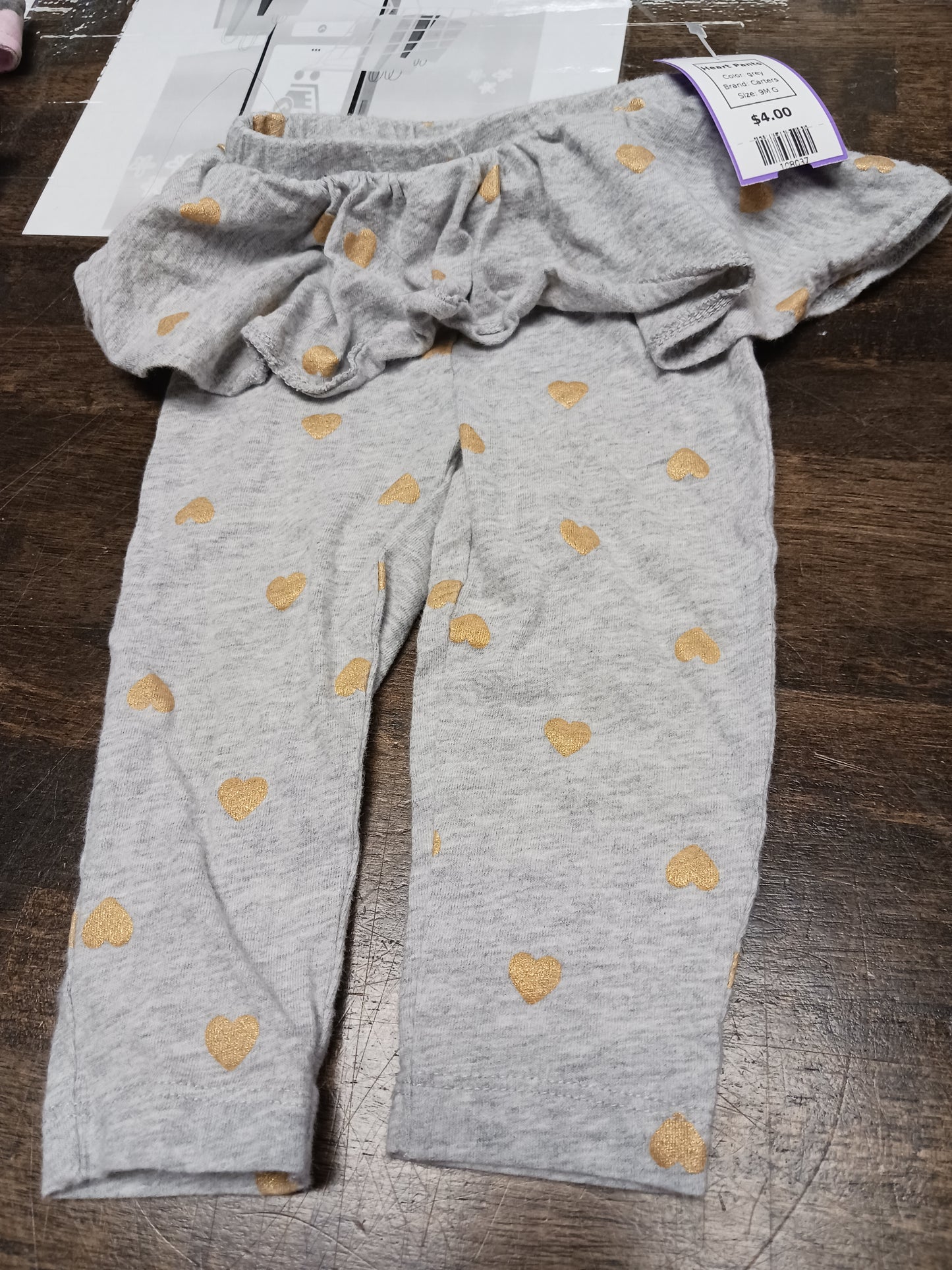 grey Carters Heart Pants, 9M G
