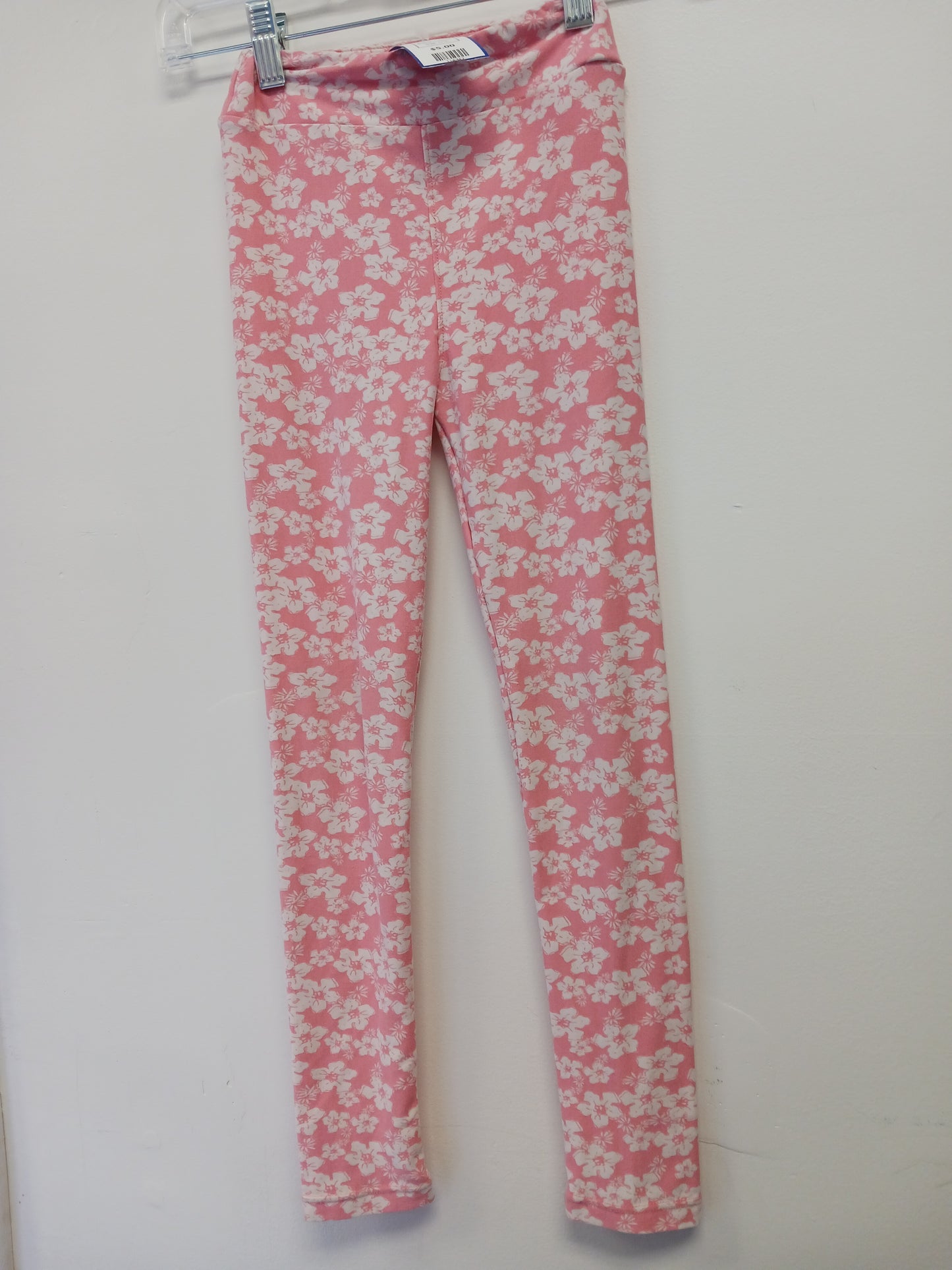 Pink/White Flower Lularoe Leggings, L/XL
