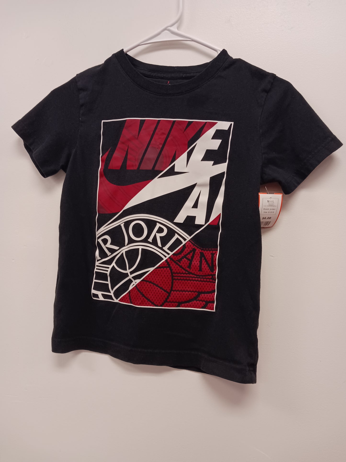 Black/White/Red Jordan Shirt, 8-10 B