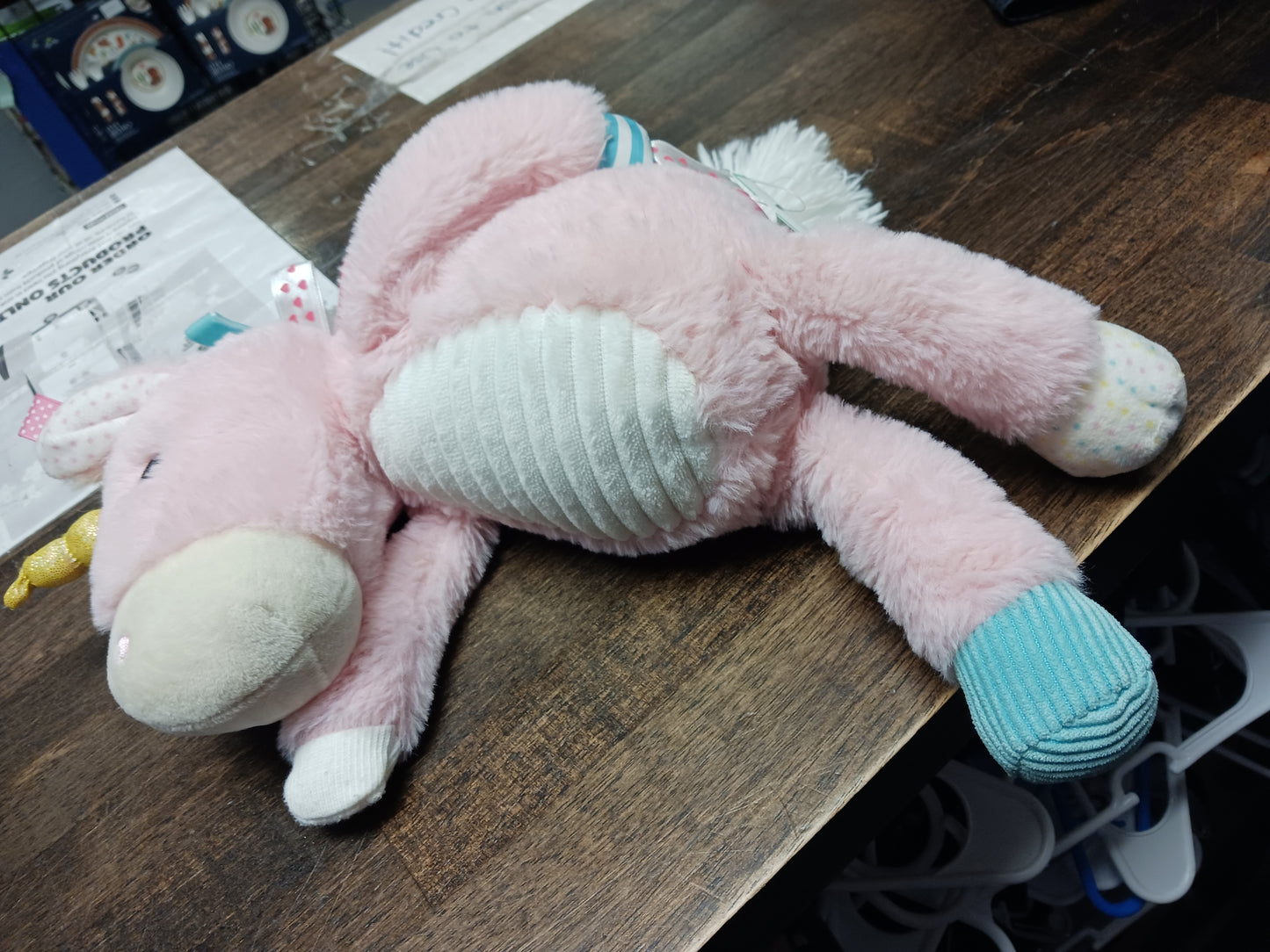 Pink Plush Unicorn Rattle