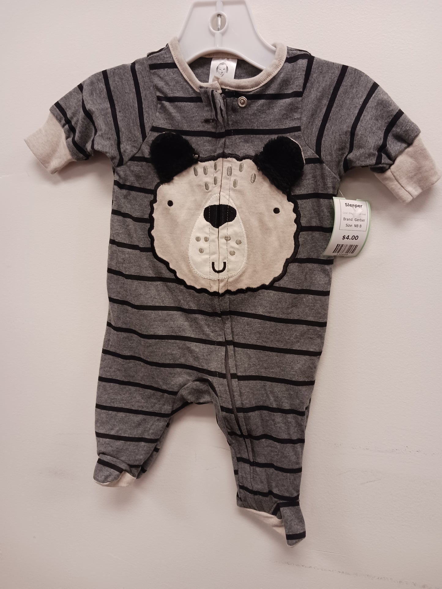 Grey/Black Striped Gerber Sleeper, NB B