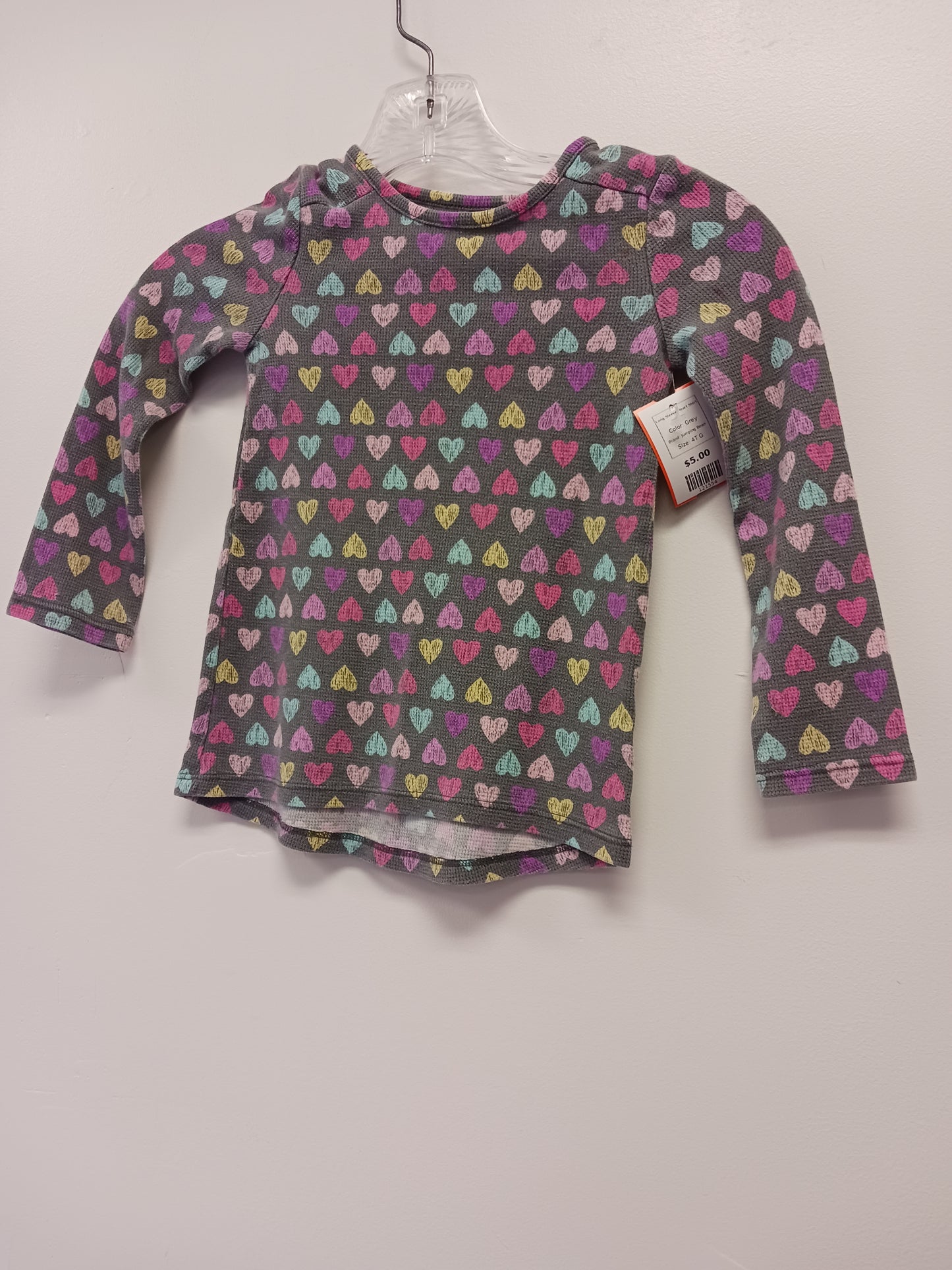 Grey Jumping Bean Long Sleeve Heart Shirt, 4T G