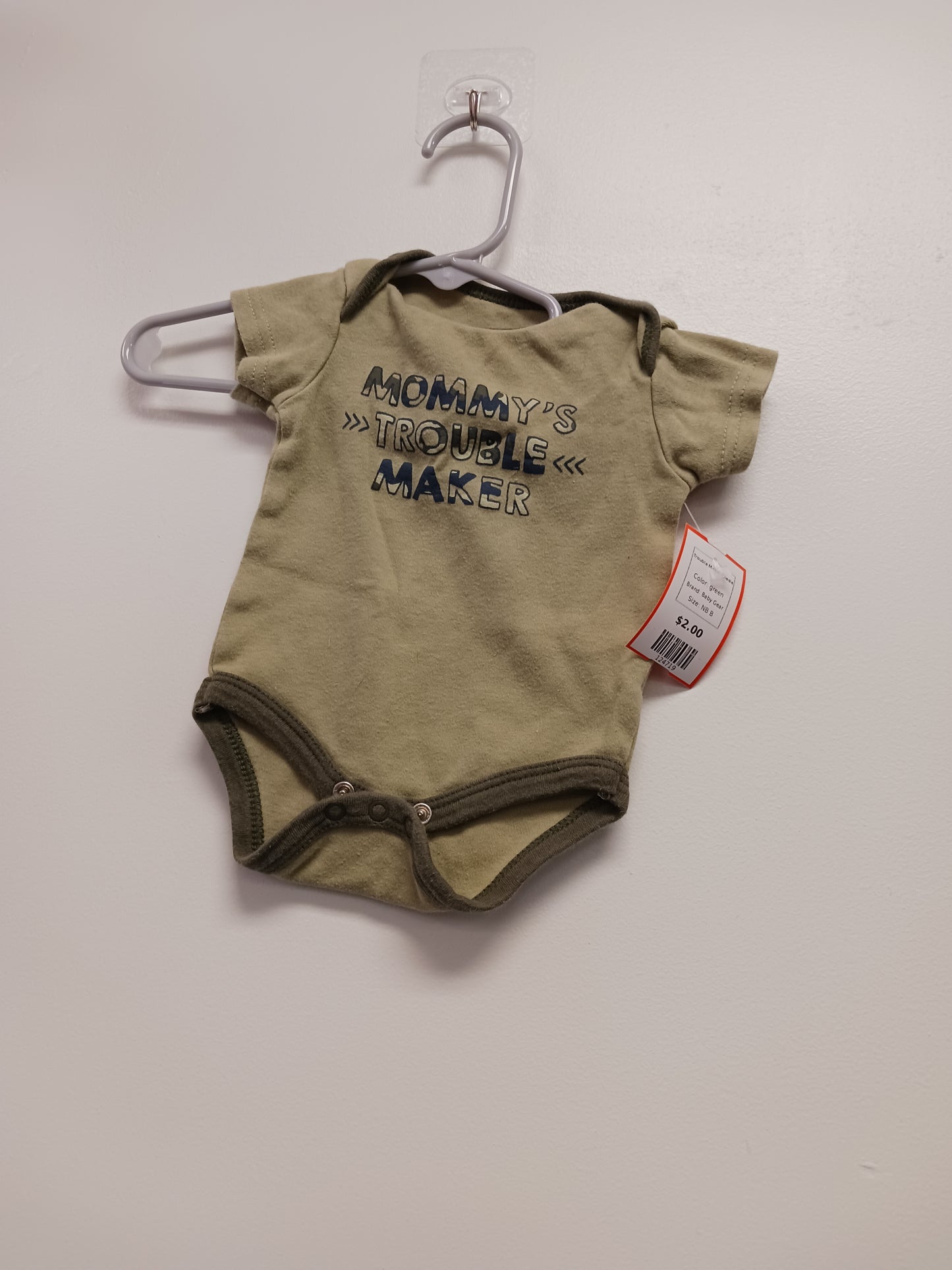 green Baby Gear Trouble Maker Onesie, NB B