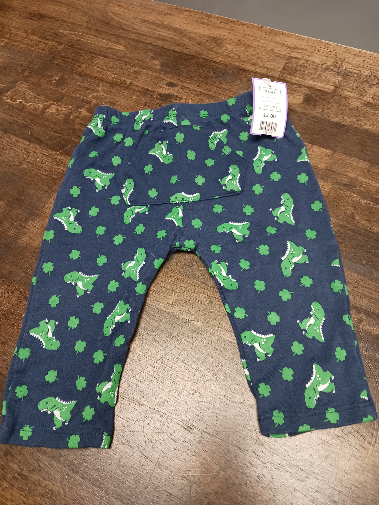 Navy/Green Dino/Shamrock Way To Celebrate Pants, 12M B