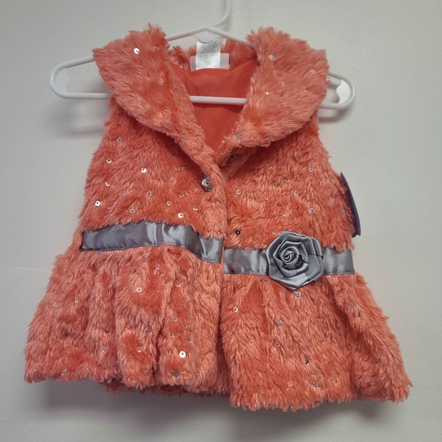 orange Little Lass Fur Vest, 12M G