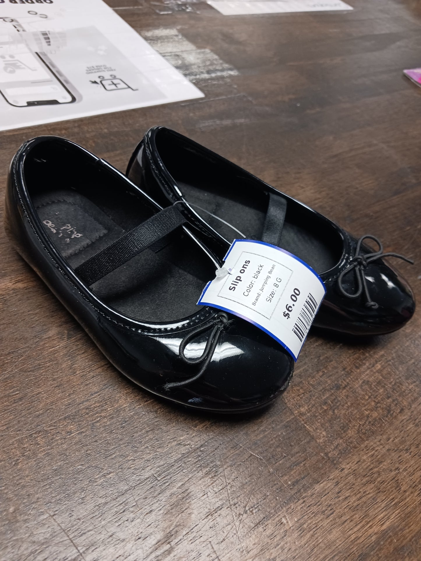 black Jumping Bean Slip ons, 8 G