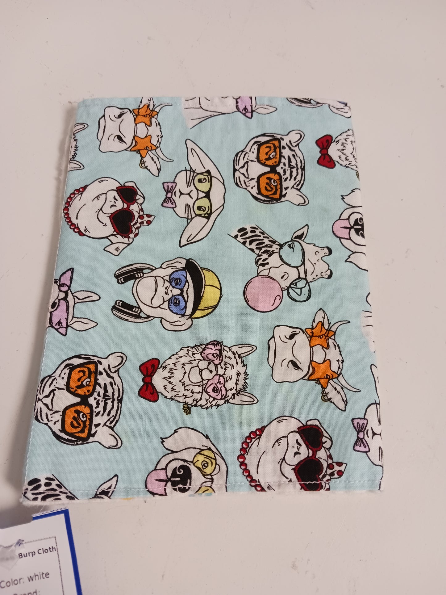 white Animals Burp Cloth