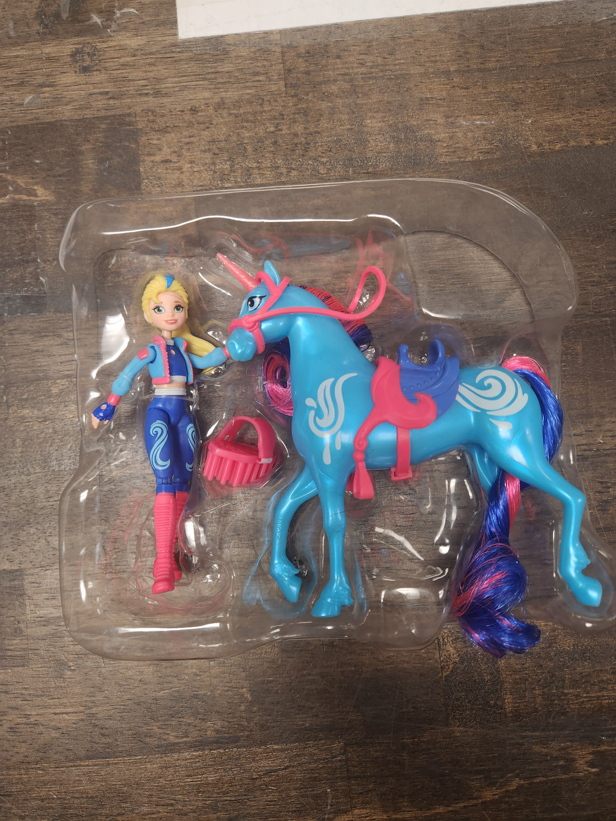 Blue/Pink Doll W/Horse
