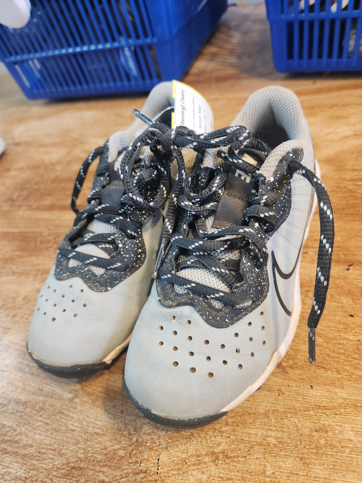 Grey/Black/White Nike Baseball Cleats, 12C B