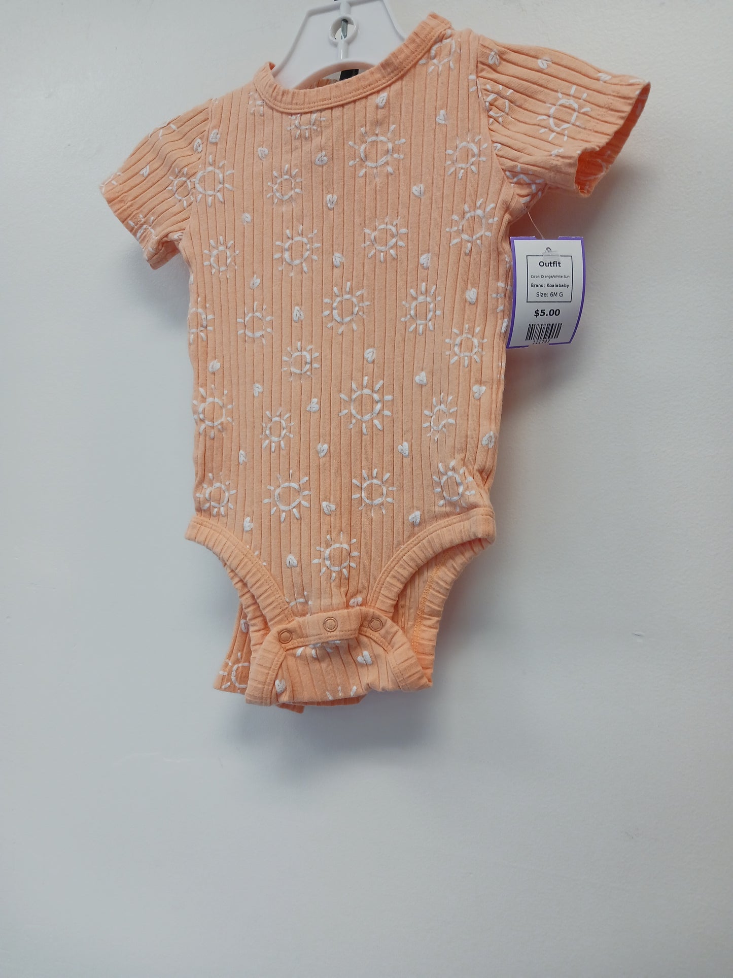 Orange/White Sun Koalababy Outfit, 6M G