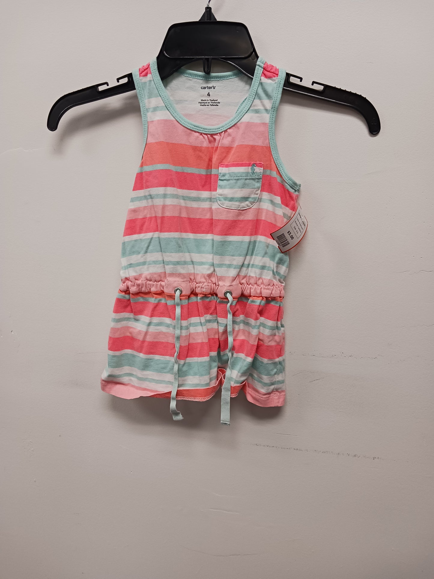 Pink/Green Carters Striped Dress, 4 G