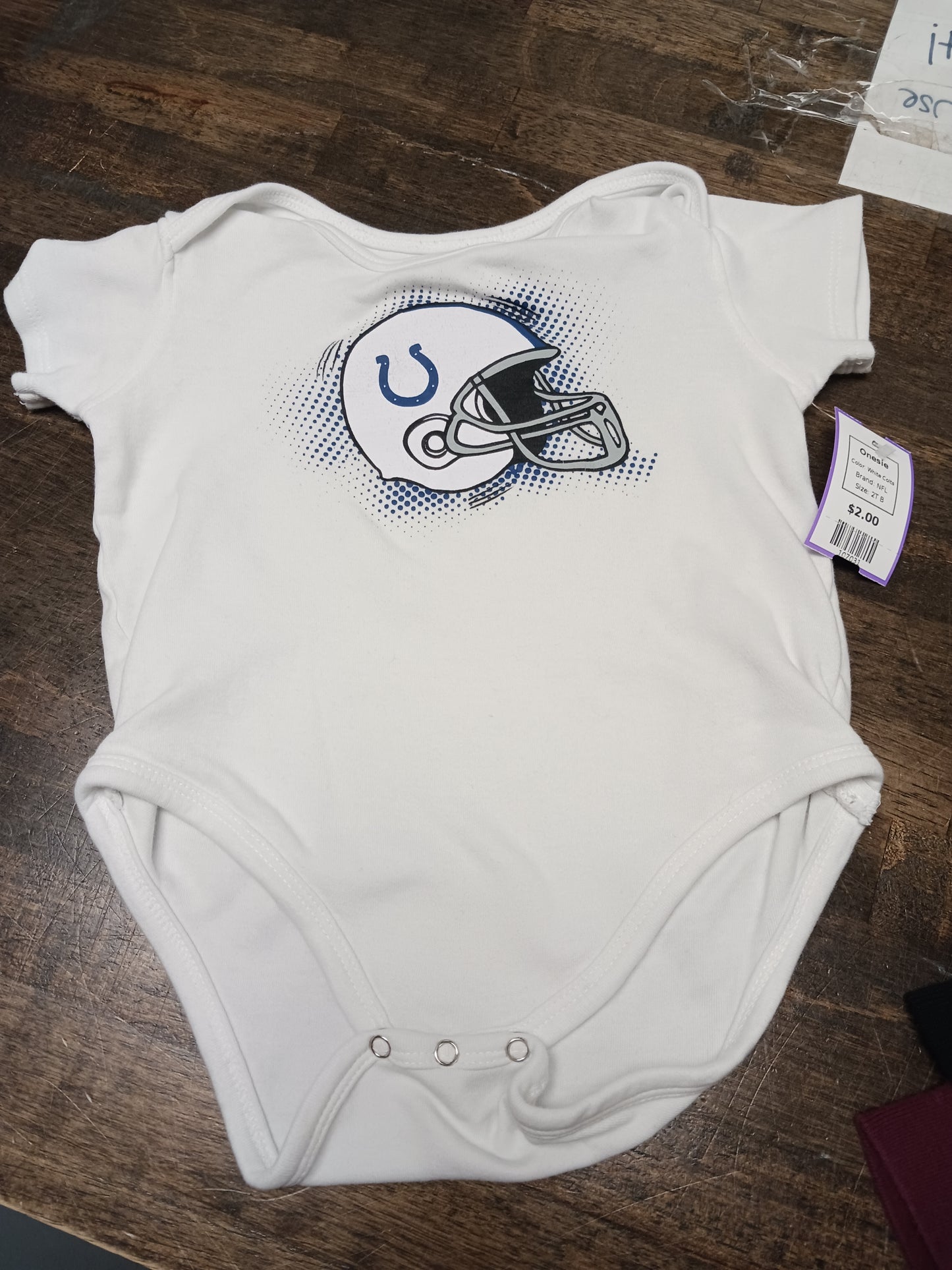 White Colts NFL Onesie, 2T B