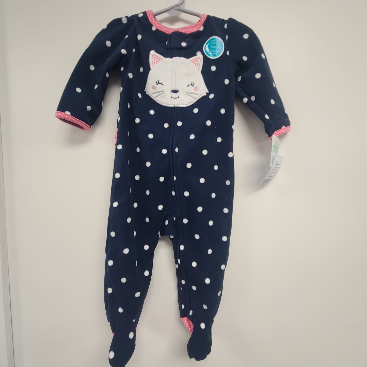 Navy/Pink/White Polka Dot Carters Sleeper, 6M G