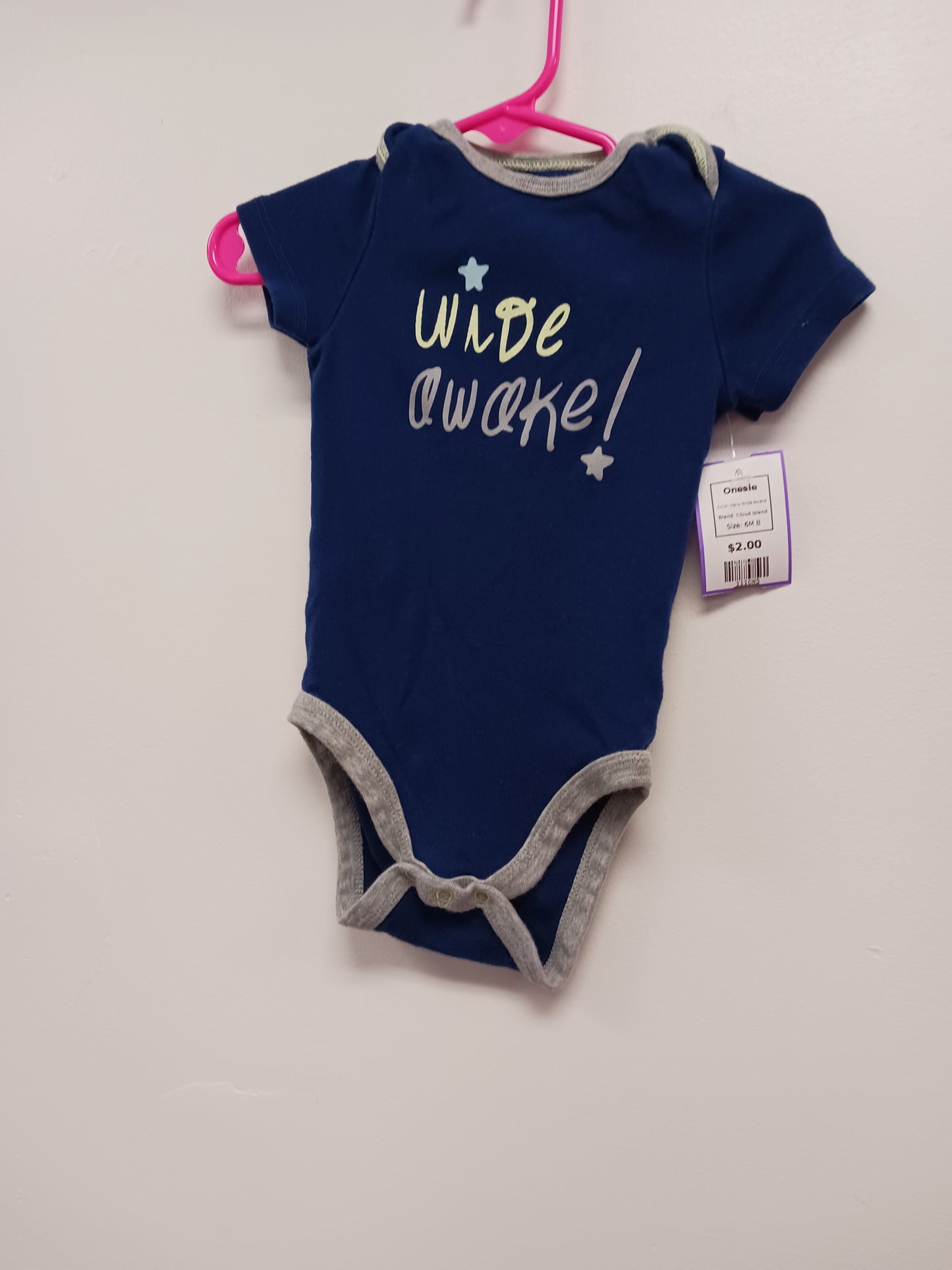 Navy Wide Awake Cloud Island Onesie, 6M B
