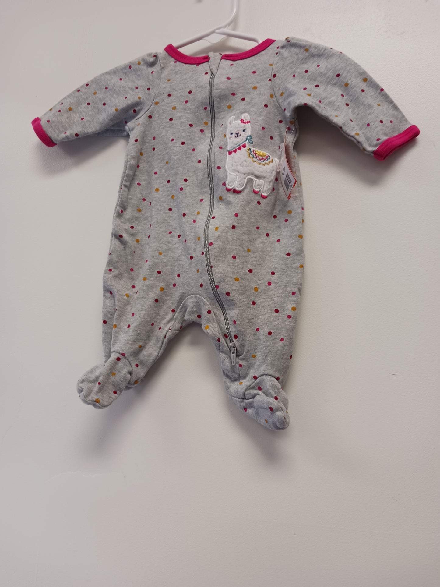 Grey/Pink Llama Wonder Nation Sleeper, NB G