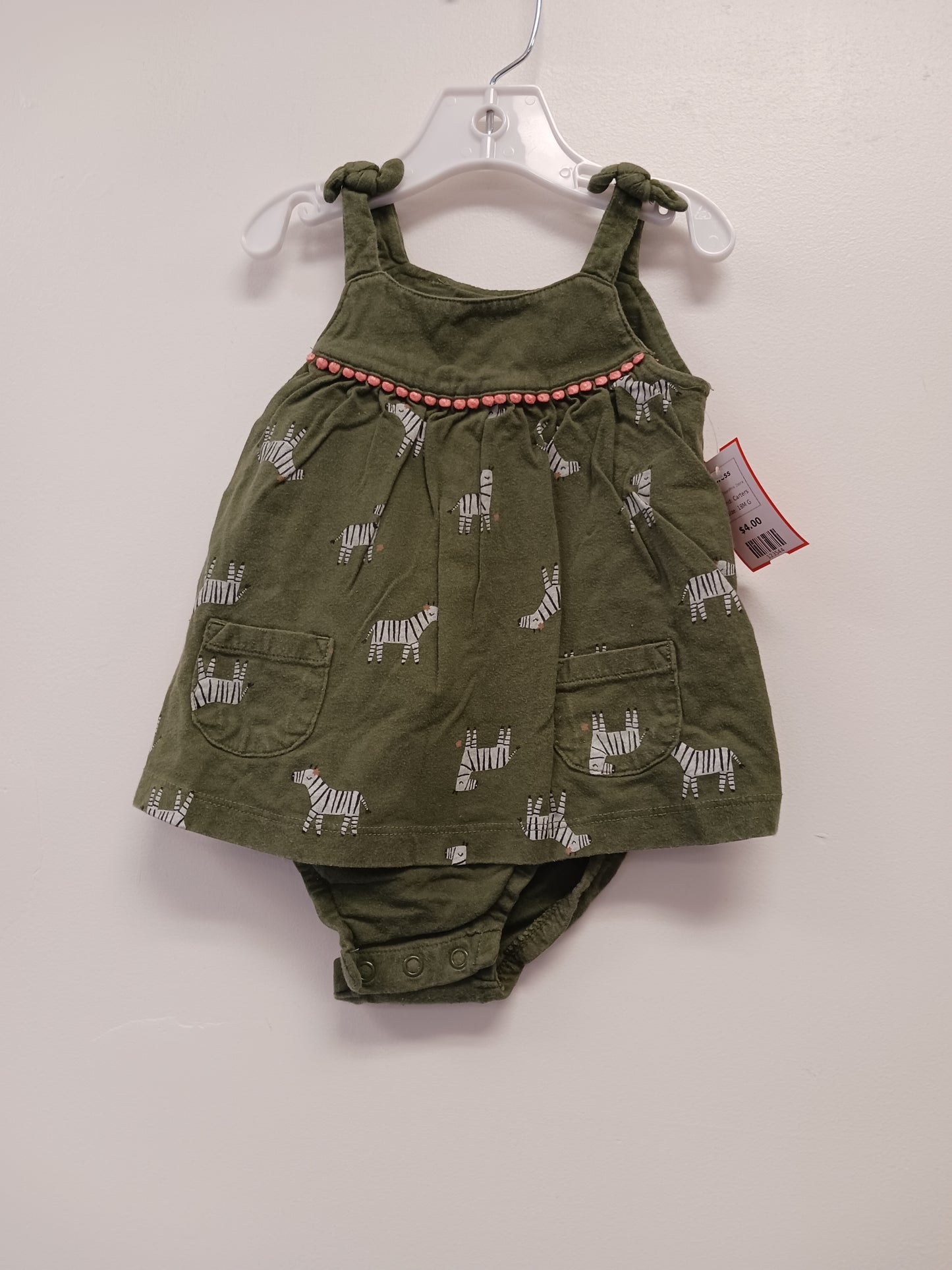 Green/Pink Zebra Carters Dress, 18M G