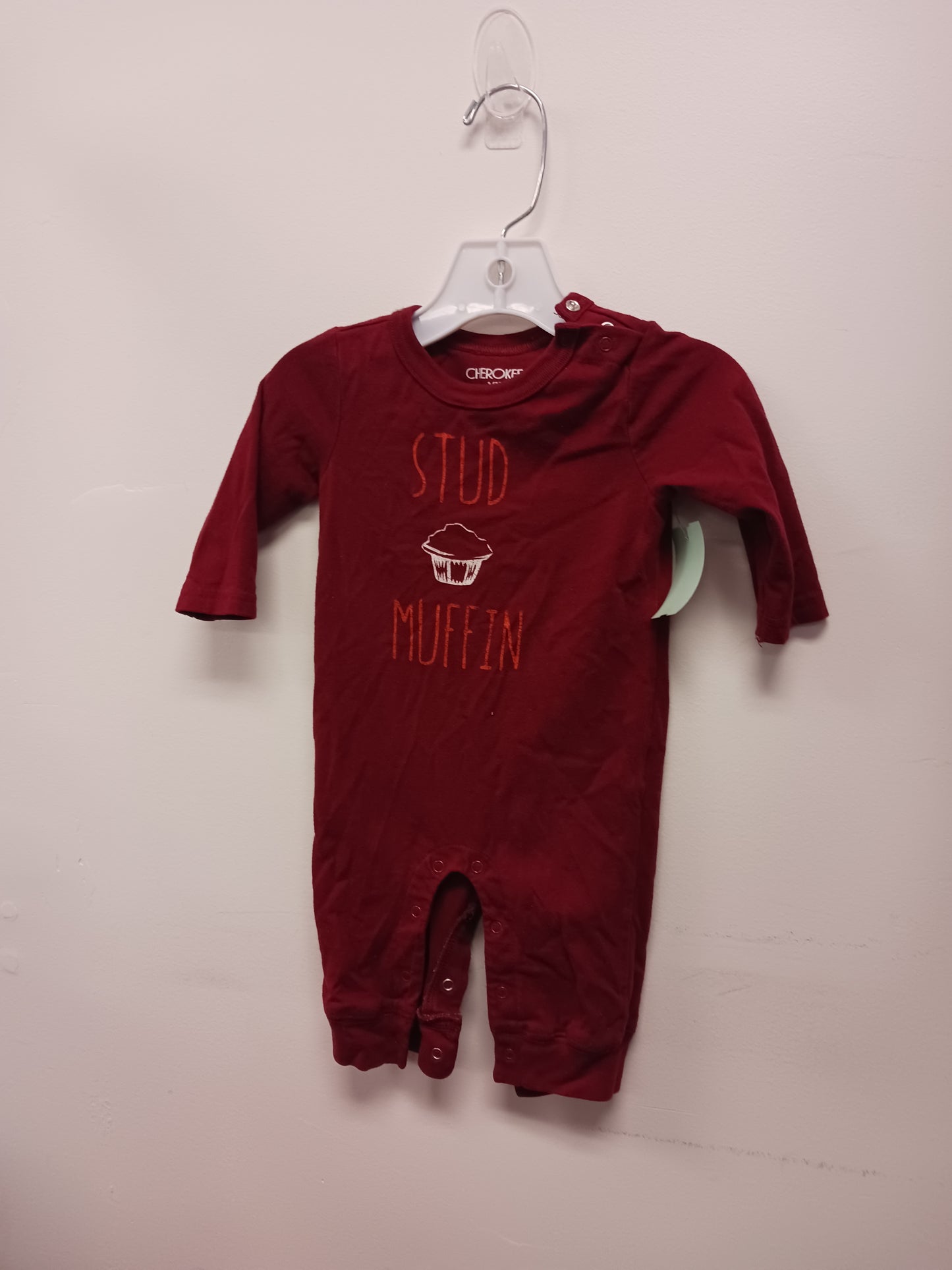 Burgandy Cherokee One Piece Stud Muffin, 3-6M B