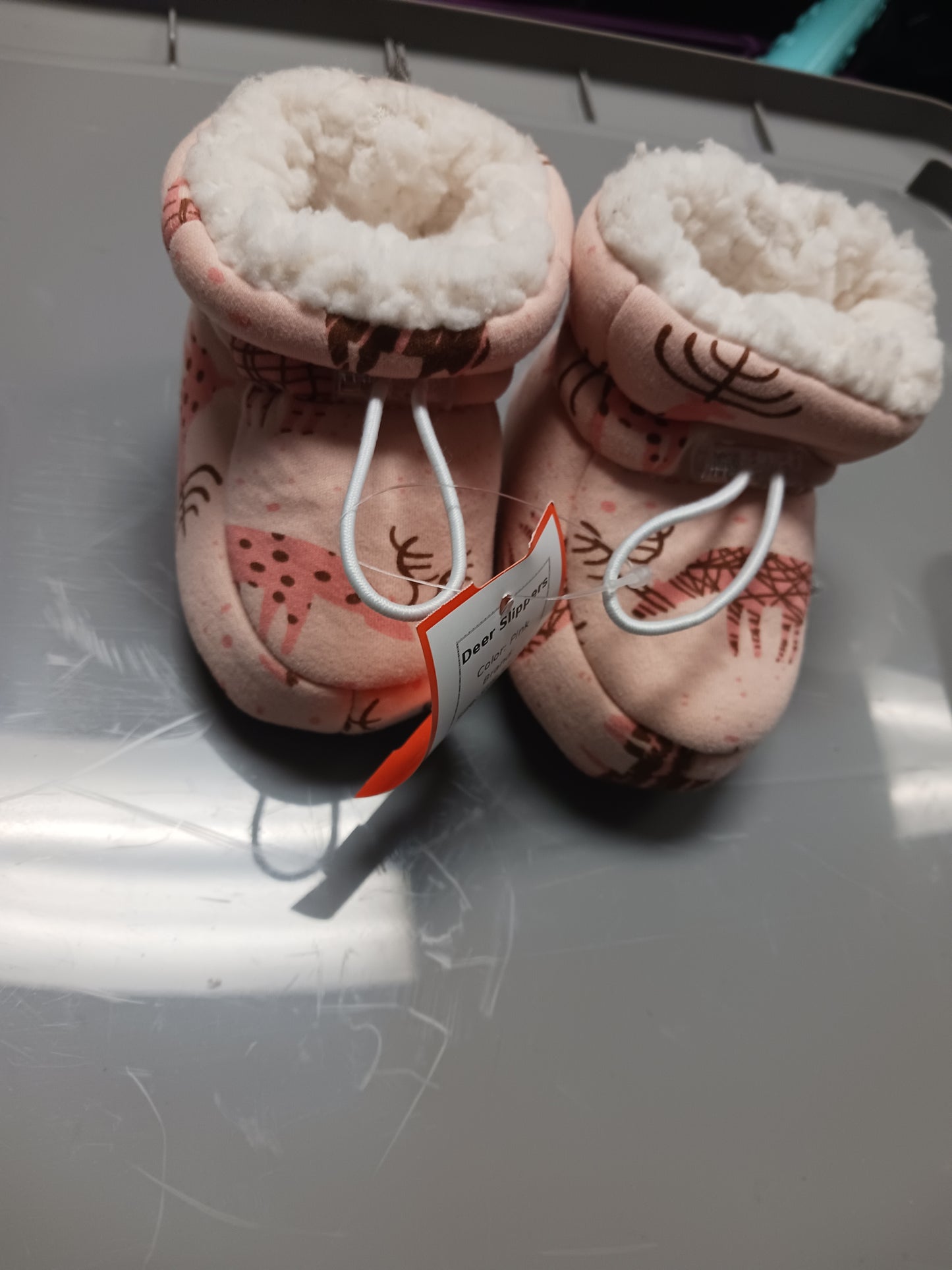 Pink Deer Slippers, crib shoes