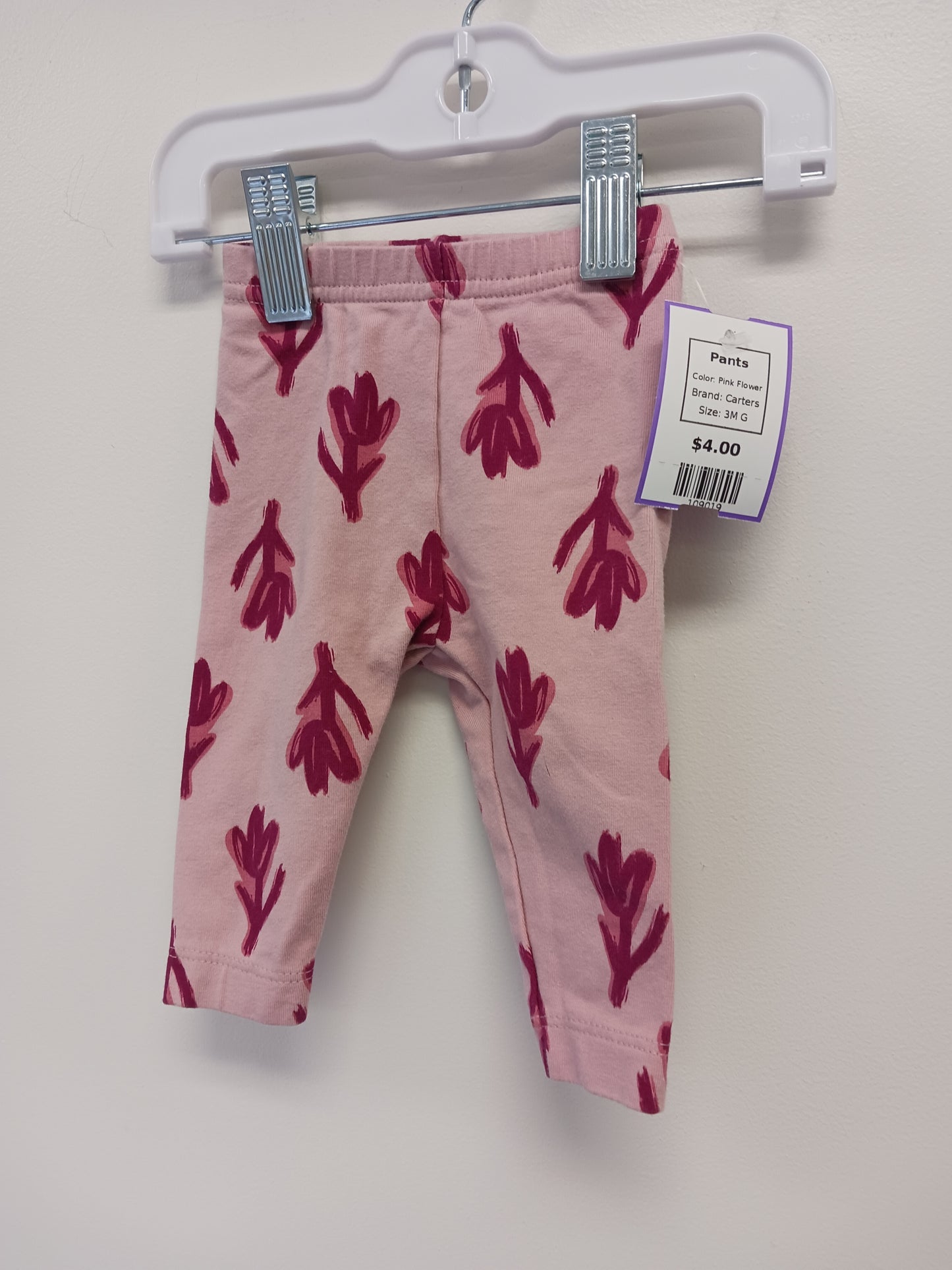 Pink Flower Carters Pants, 3M G